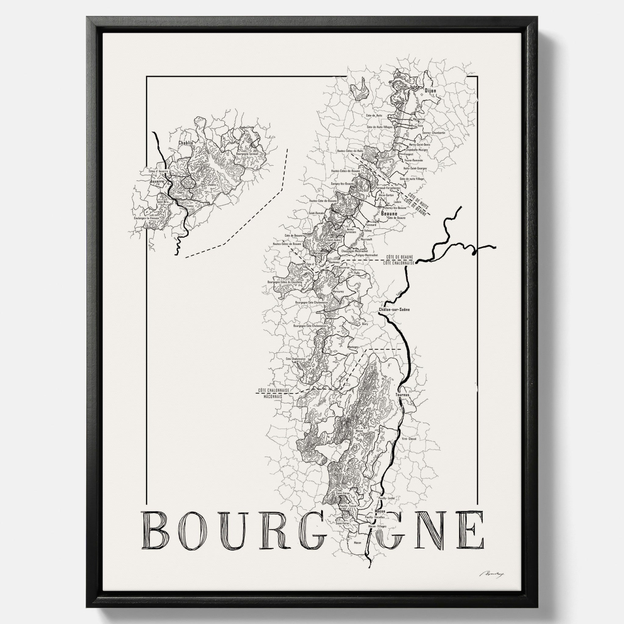 Bourgogne wine map
