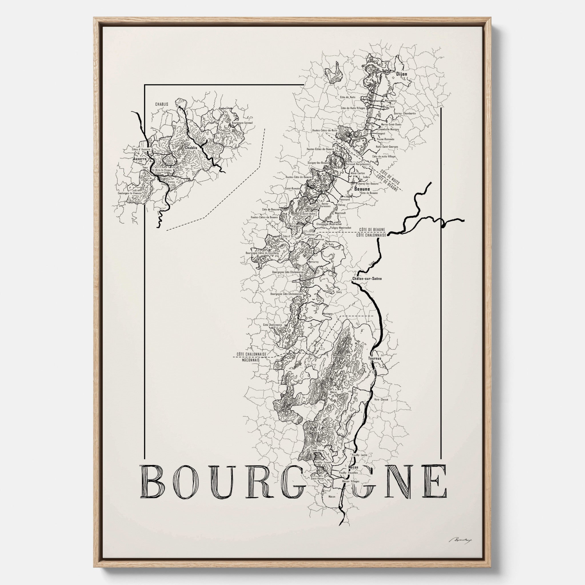 Bourgogne wine map
