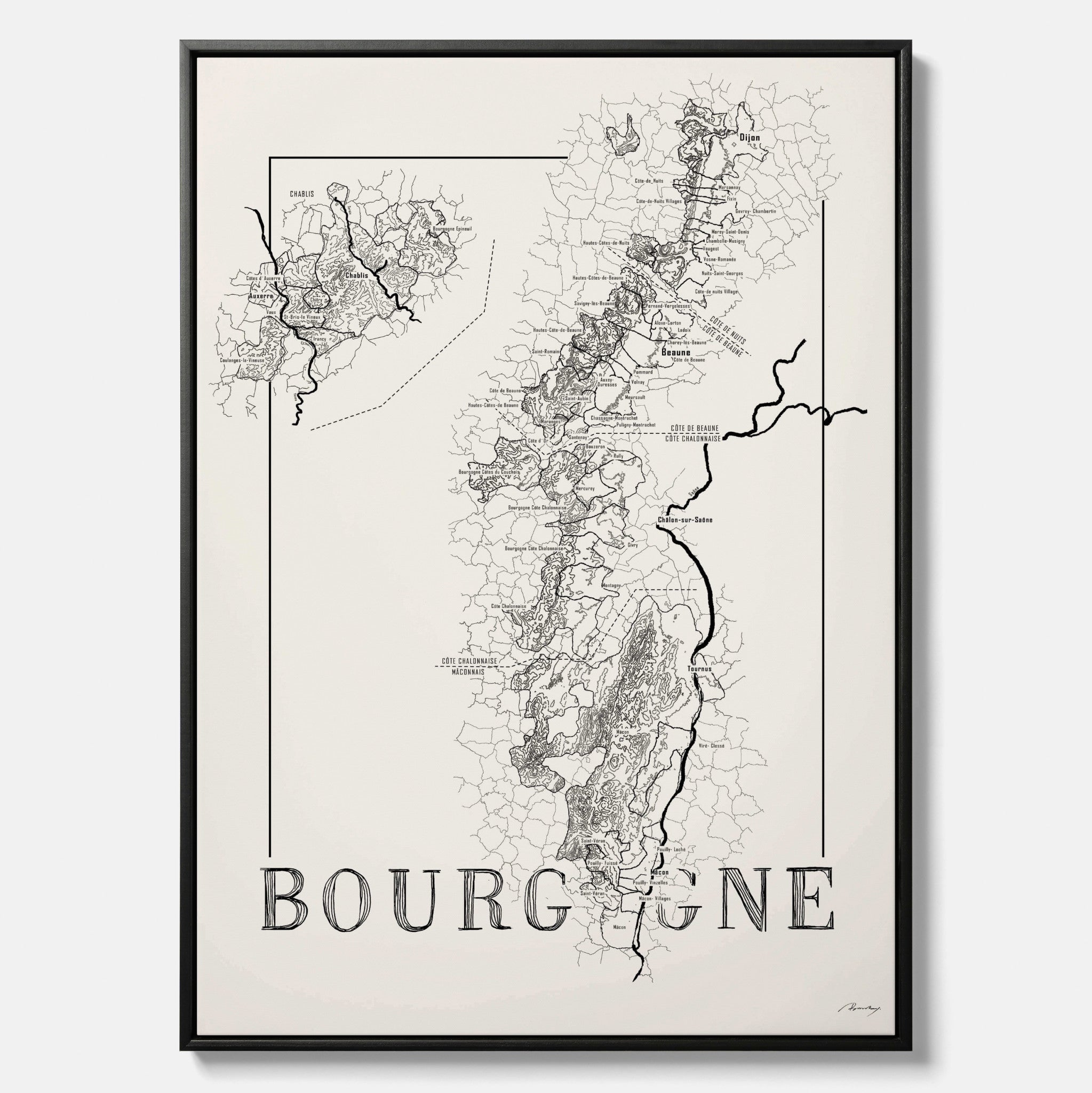 Bourgogne wine map