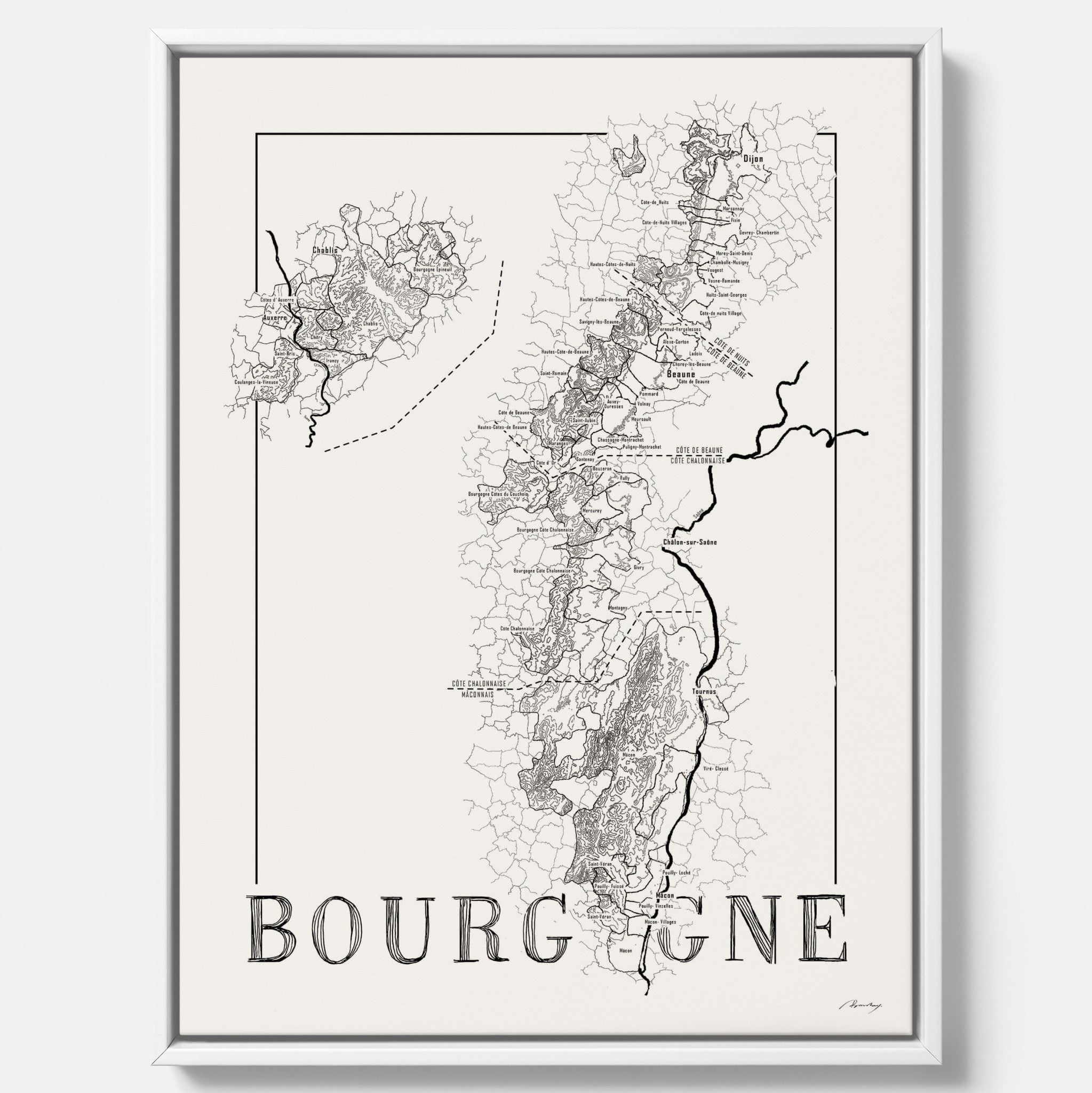 Bourgogne wine map