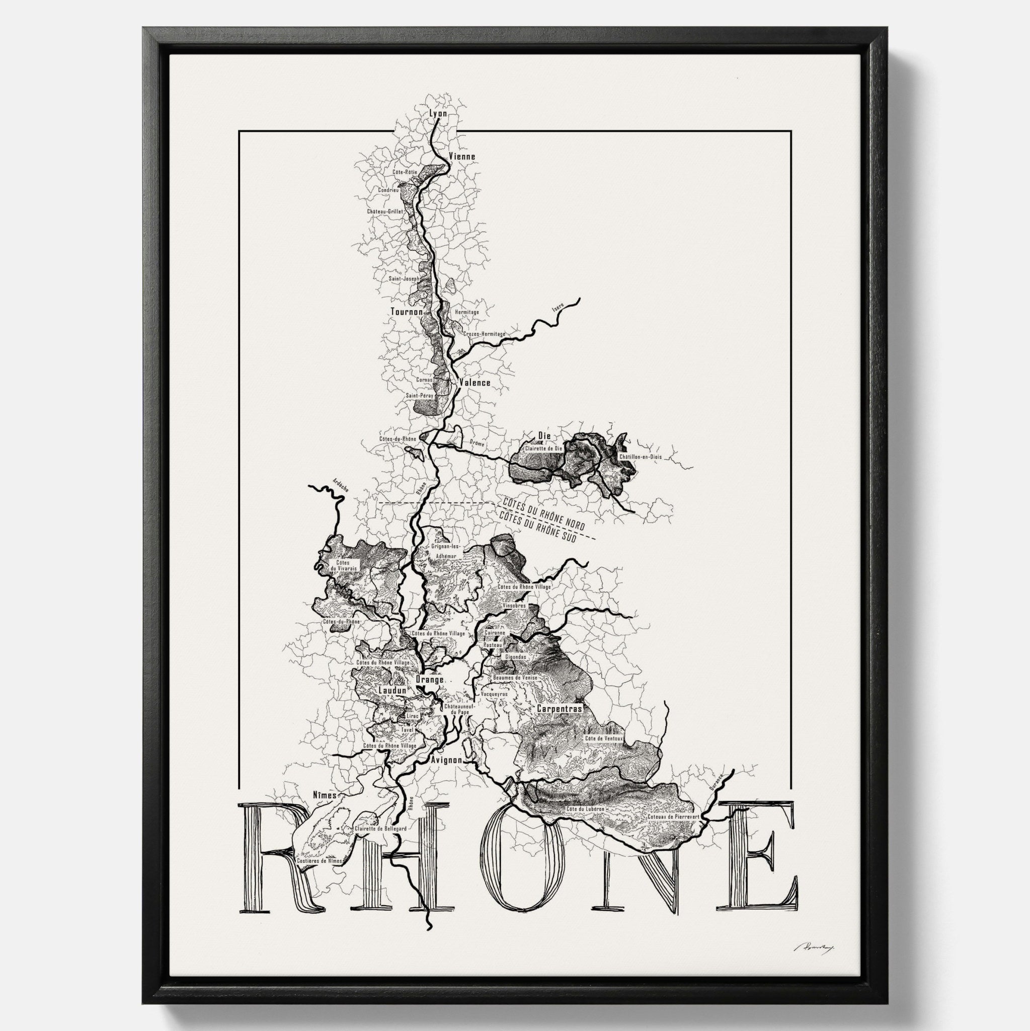 Rhône wine map