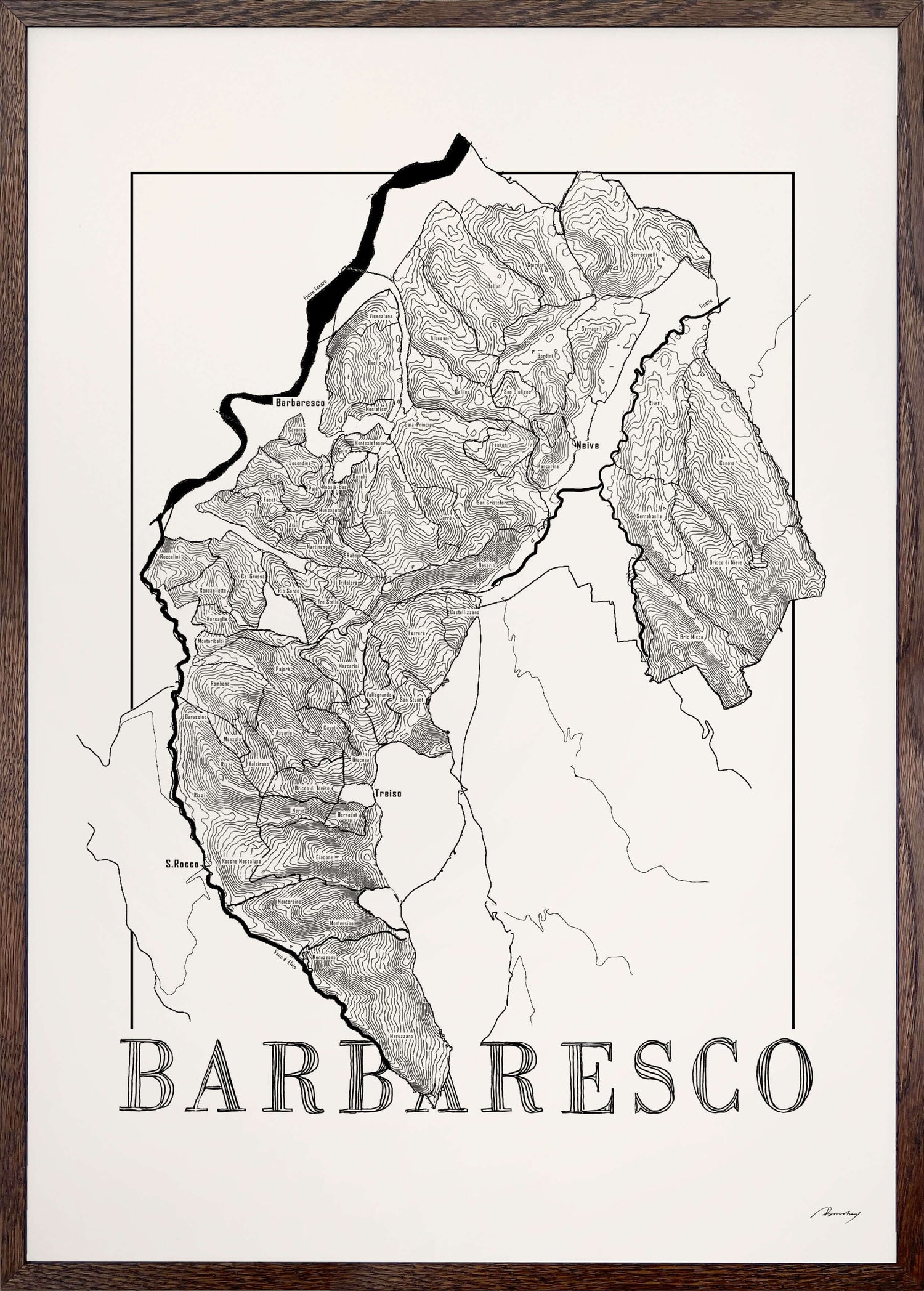 Barbaresco Wine map poster. Exclusive wine map posters. Premium quality wine maps printed on environmentally friendly FSC marked paper.