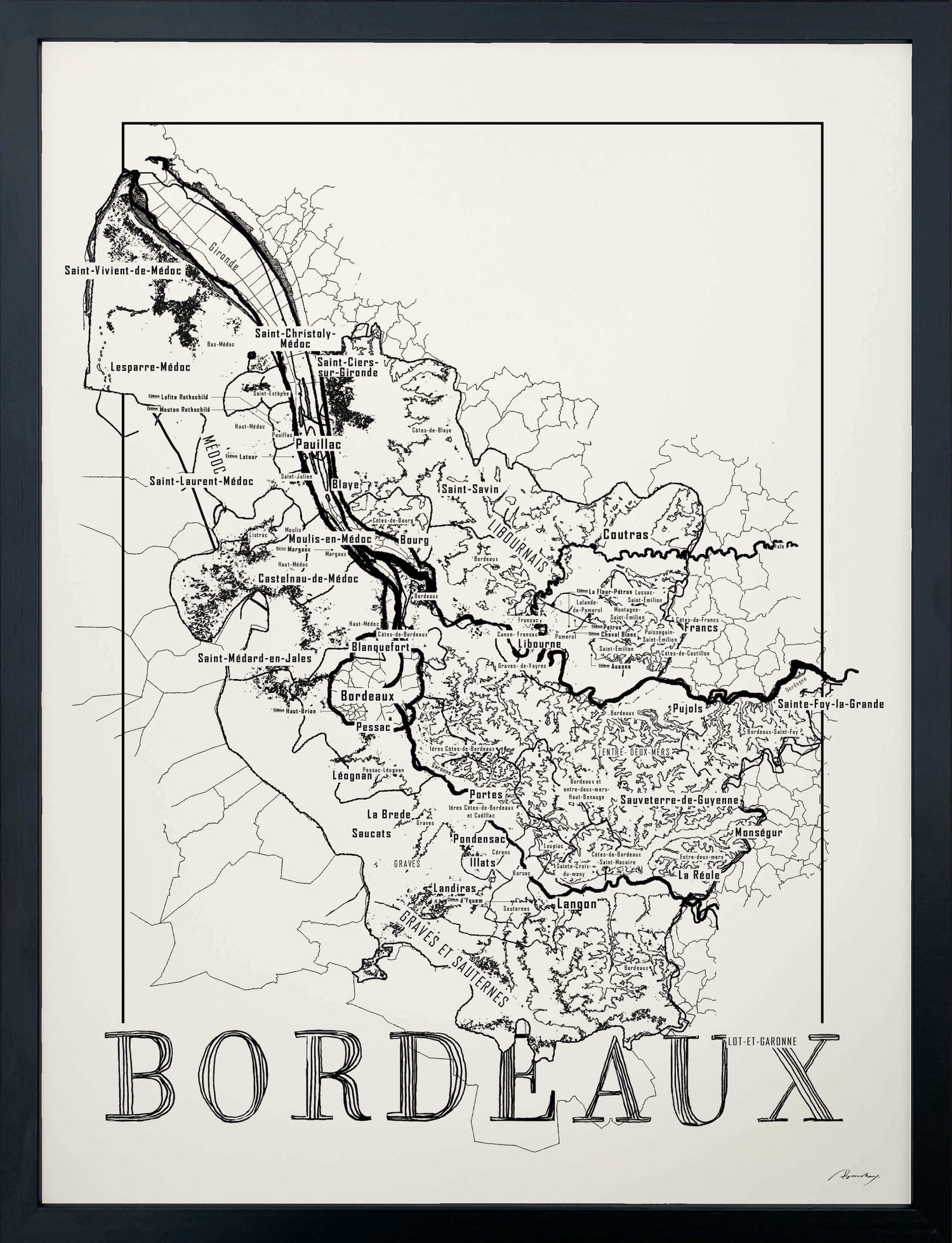 Bordeaux Wine map poster. Exclusive wine map posters. Premium quality wine maps printed on environmentally friendly FSC marked paper.