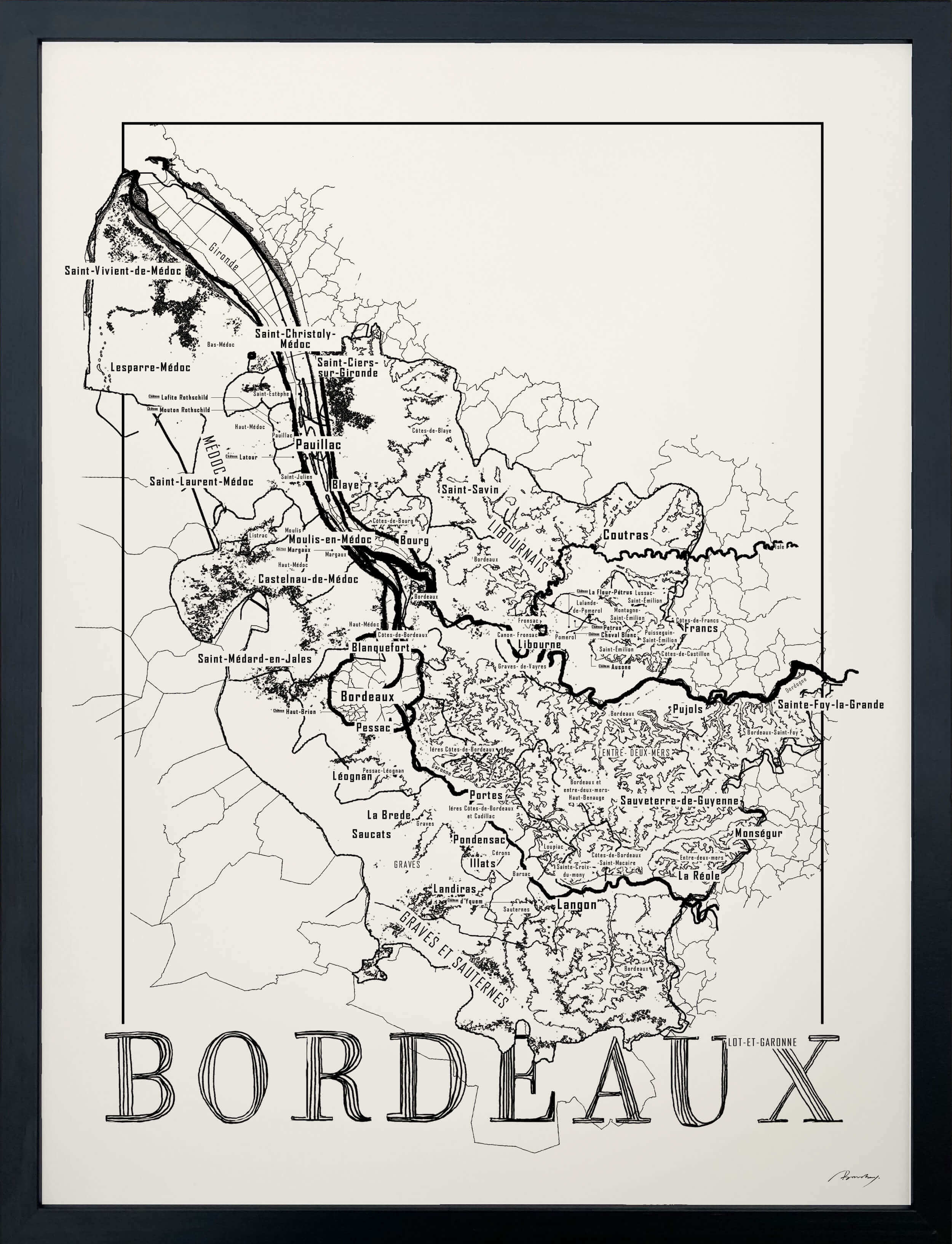 Bordeaux Wine map poster. Exclusive wine map posters. Premium quality wine maps printed on environmentally friendly FSC marked paper.