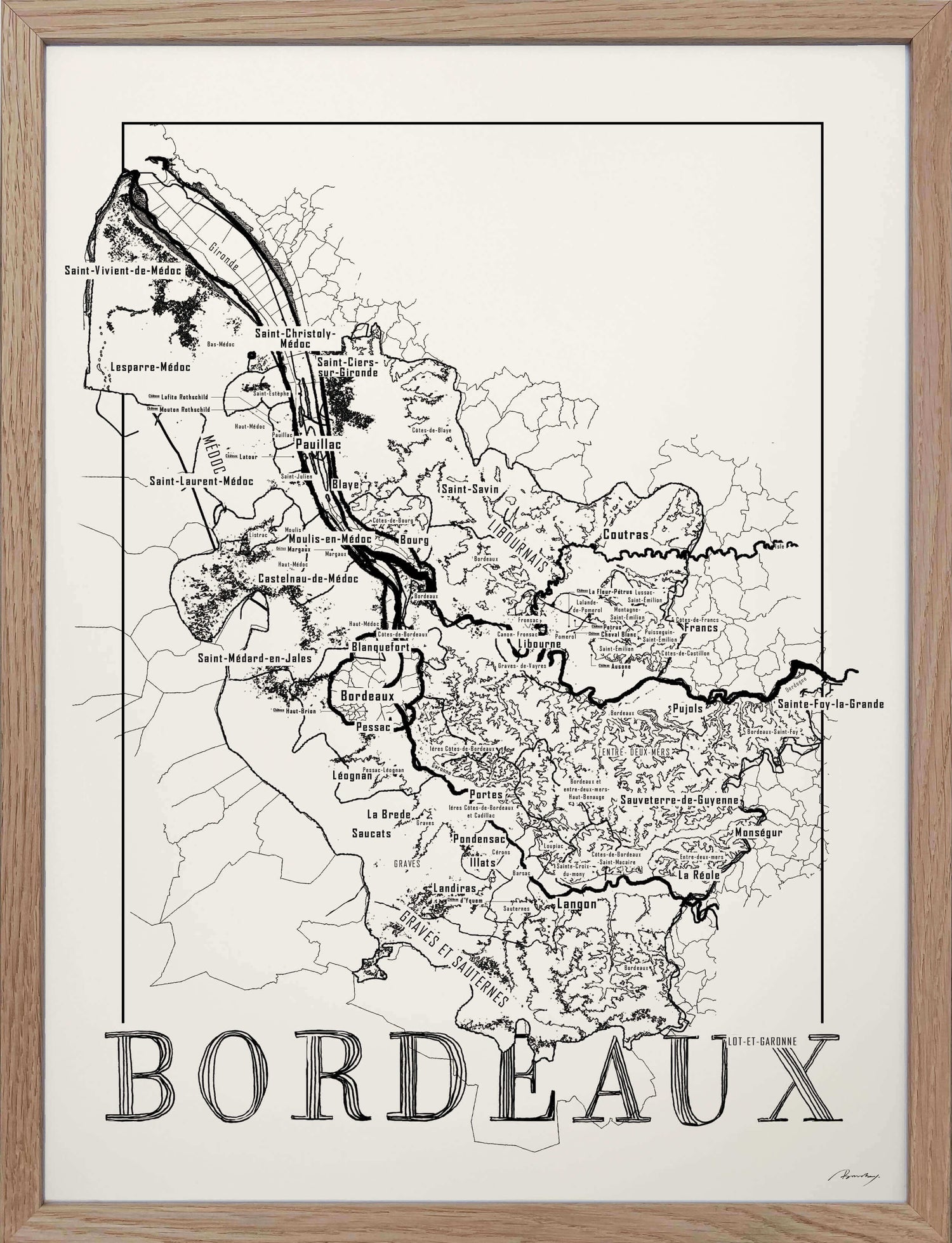 Bordeaux Wine map poster.Wine art. Wine print. Wine poster.  Exclusive wine map posters. Premium quality wine maps printed on environmentally friendly FSC marked paper.