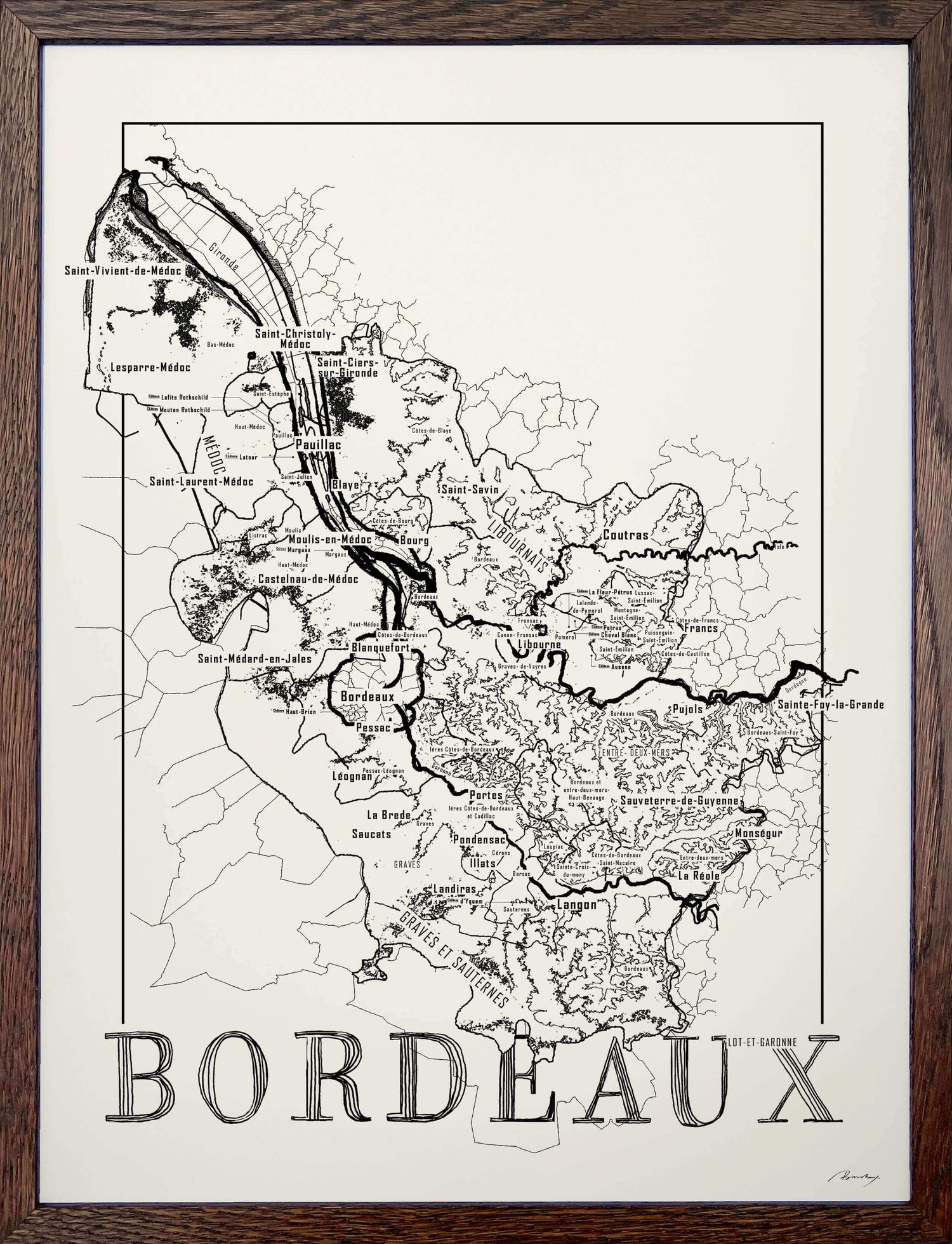 Bordeaux Wine map poster. Wine art. Wine print. Wine poster. Exclusive wine map posters. Premium quality wine maps printed on environmentally friendly FSC marked paper.