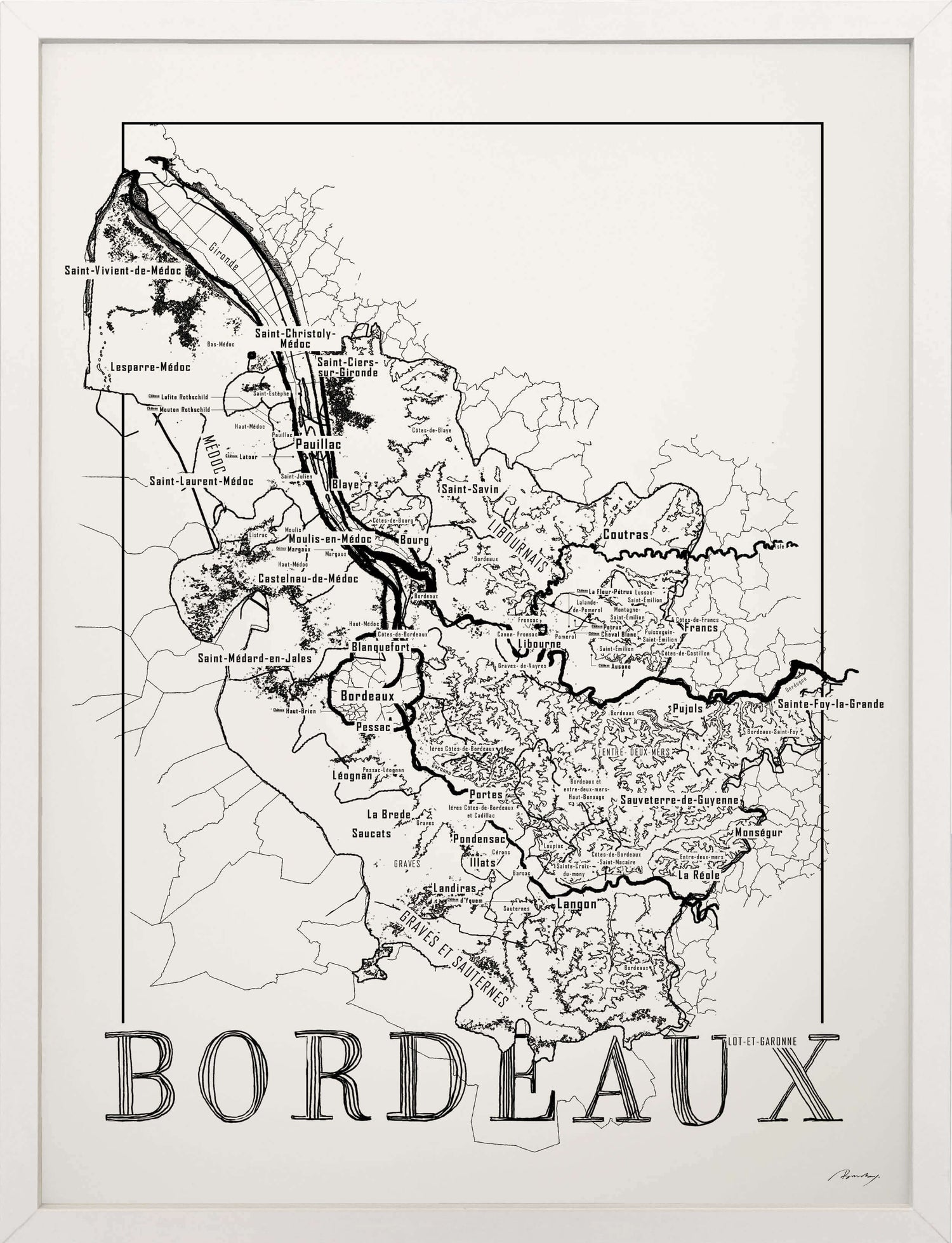 Bordeaux Wine map poster. Exclusive wine map posters. Premium quality wine maps printed on environmentally friendly FSC marked paper.