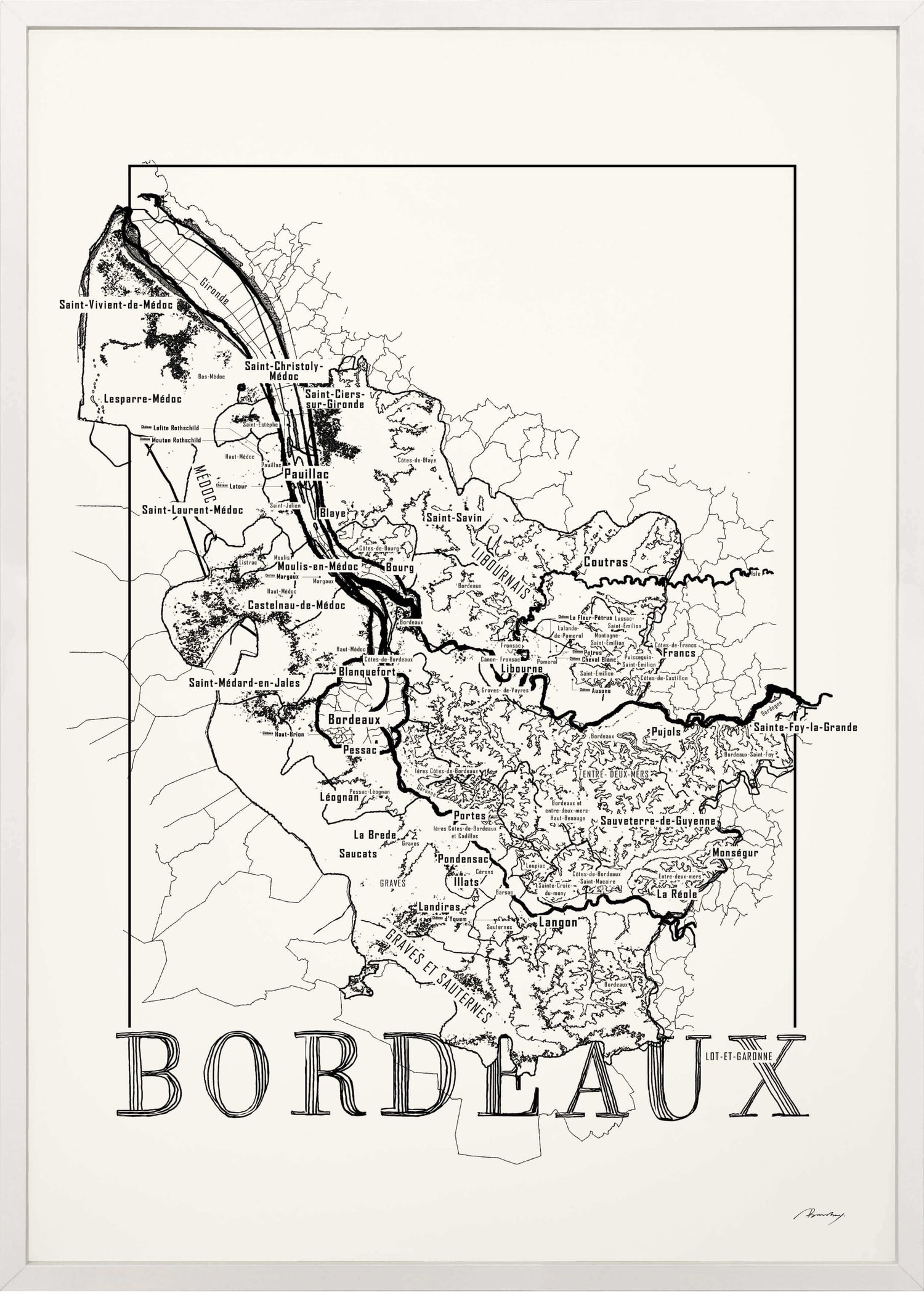Bordeaux Wine map poster. Exclusive wine map posters. Premium quality wine maps printed on environmentally friendly FSC marked paper.