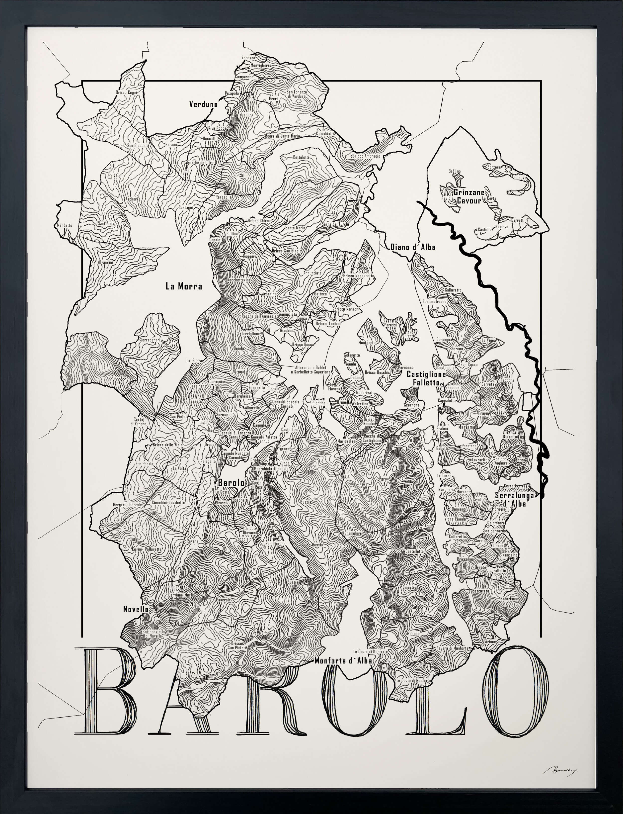 Barolo Wine map poster. Wine art. Wine print. Wine poster. Exclusive wine map posters. Premium quality wine maps printed on environmentally friendly FSC marked paper.