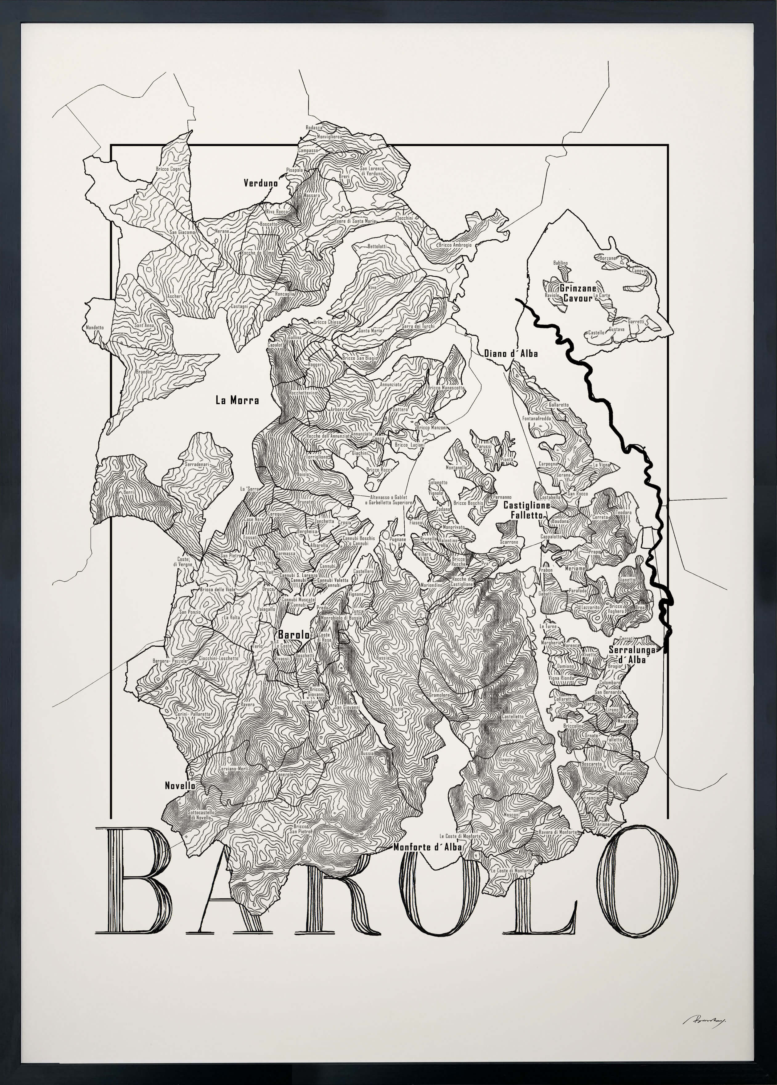 Barolo Wine map poster. Wine art. Wine print. Wine poster. Exclusive wine map posters. Premium quality wine maps printed on environmentally friendly FSC marked paper.