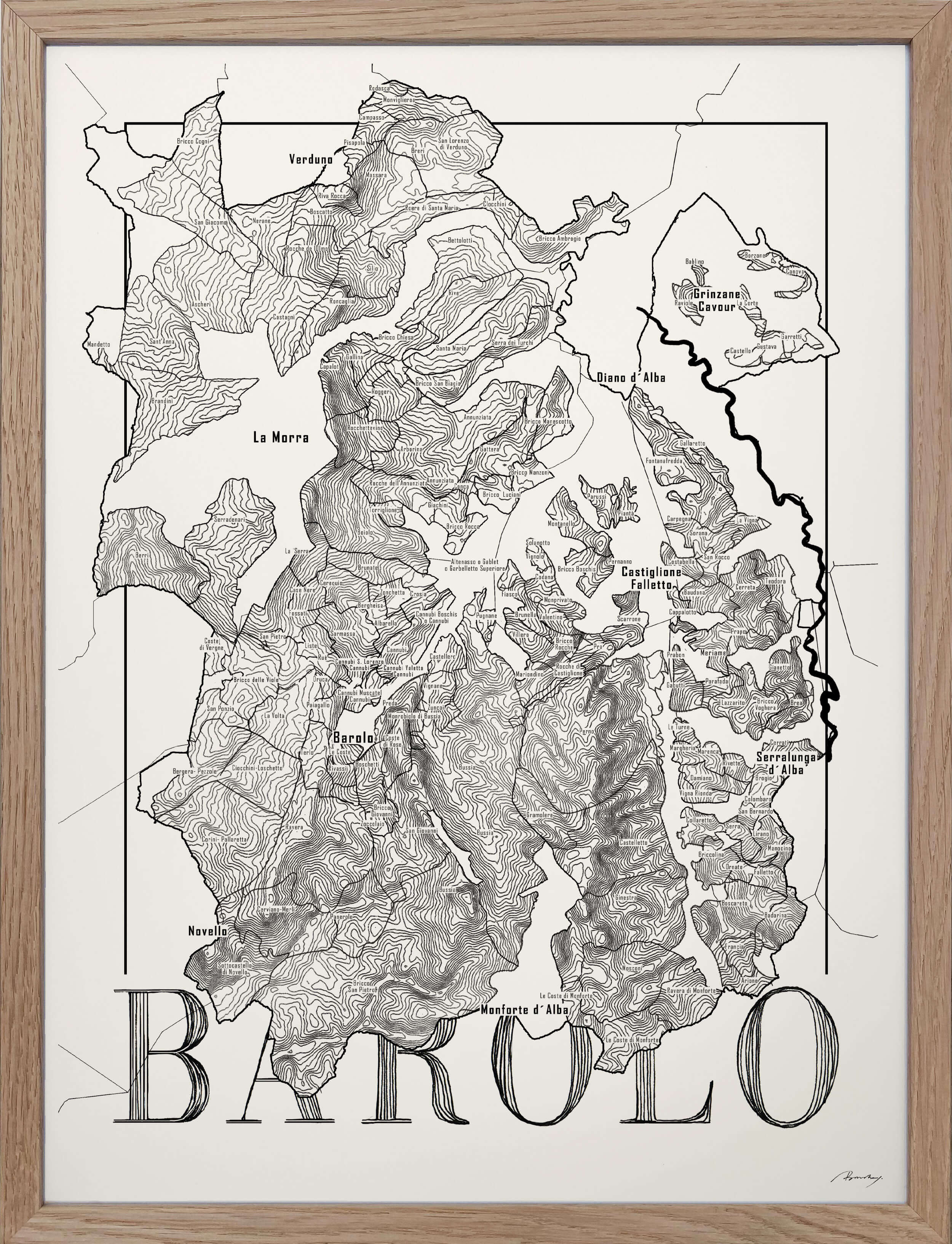 Barolo Wine map poster.Wine art. Wine print. Wine poster. Exclusive wine map posters. Premium quality wine maps printed on environmentally friendly FSC marked paper.