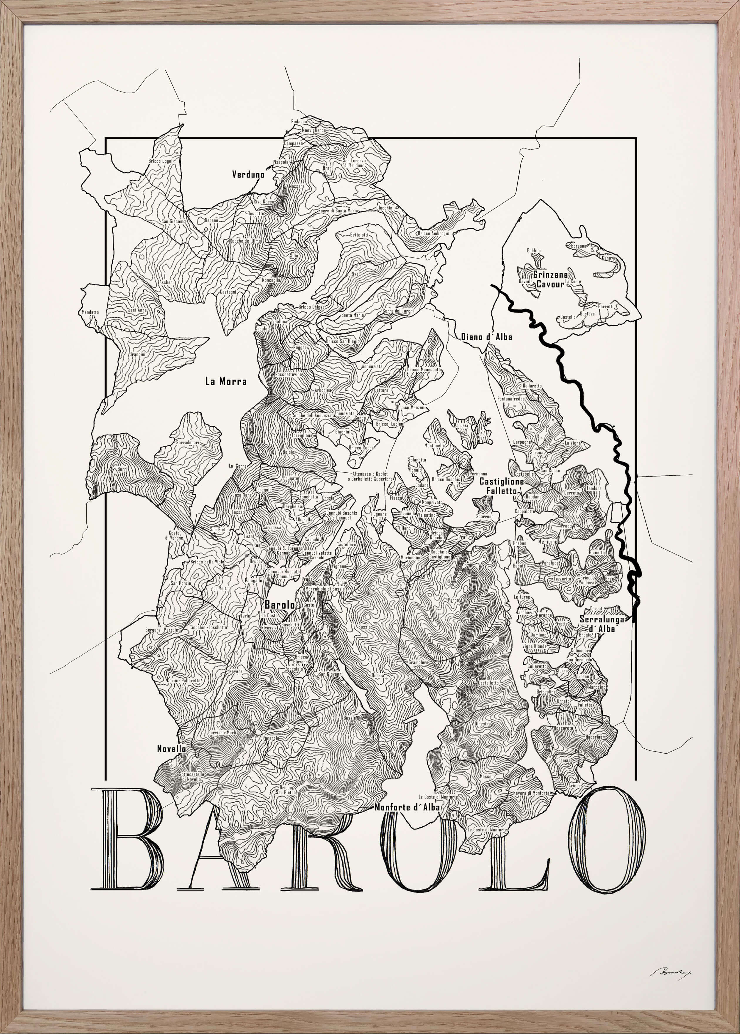 Barolo Wine map poster. Wine art. Wine print. Wine poster. Exclusive wine map posters. Premium quality wine maps printed on environmentally friendly FSC marked paper.