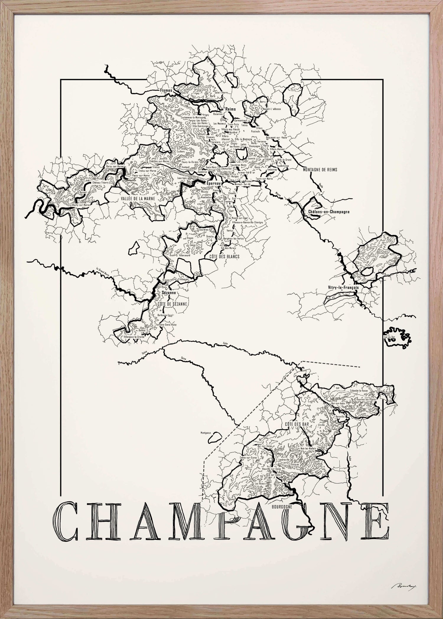 Champagne Wine map poster.Wine art. Wine print. Wine poster.  Exclusive wine map posters. Premium quality wine maps printed on environmentally friendly FSC marked paper.
