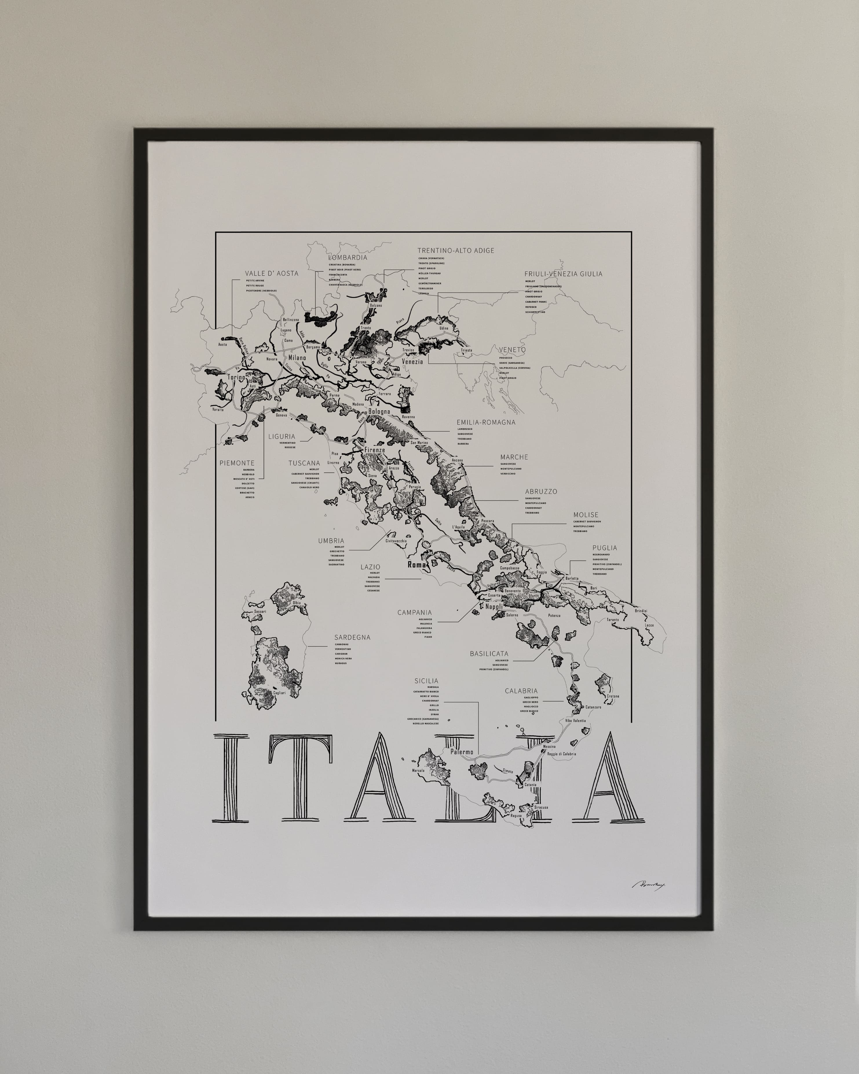 Old world Wine map poster set. Exclusive wine map posters. Premium quality wine maps printed on environmentally friendly FSC marked paper.