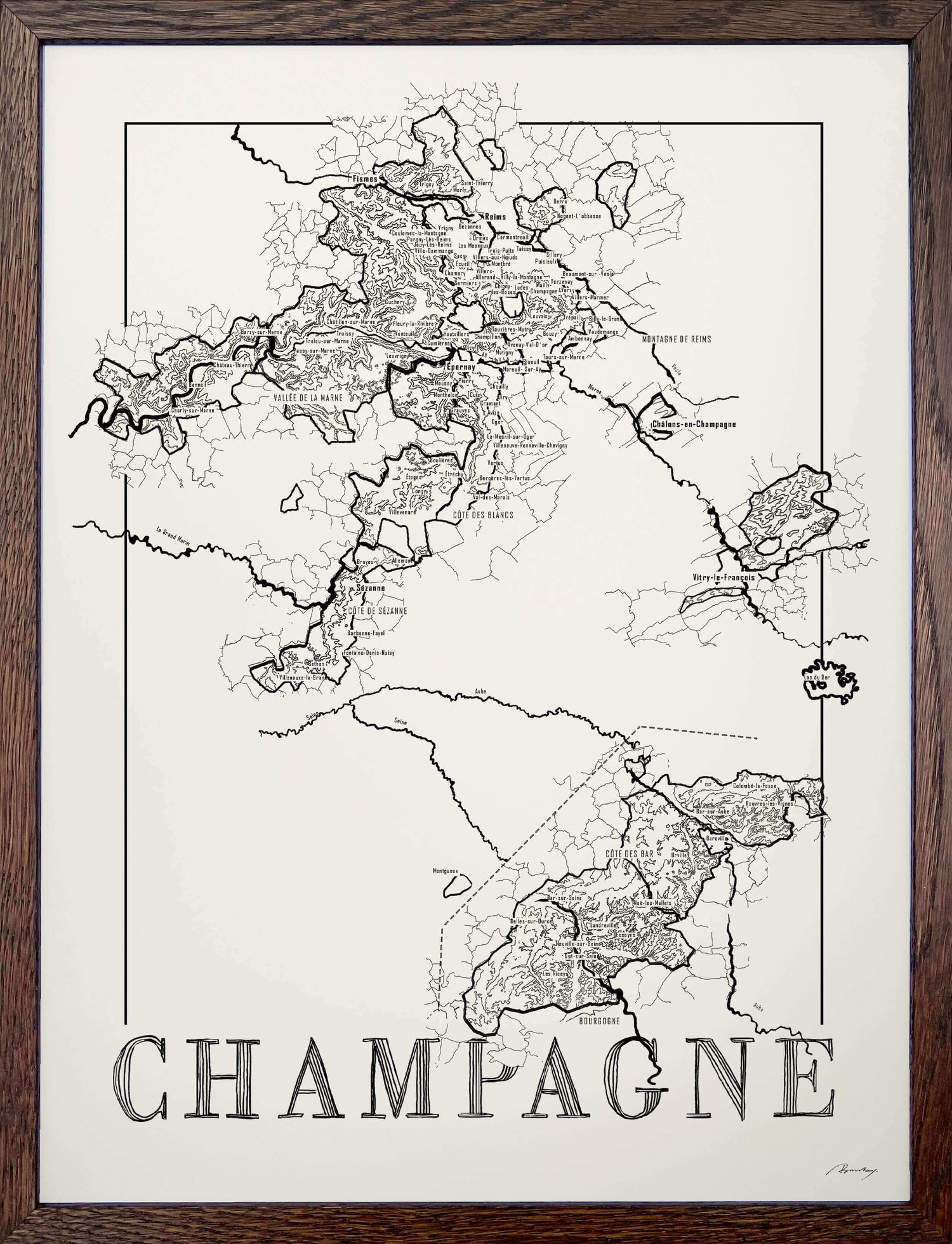 Champagne Wine map poster. Wine art. Wine print. Wine poster. Exclusive wine map posters. Premium quality wine maps printed on environmentally friendly FSC marked paper.