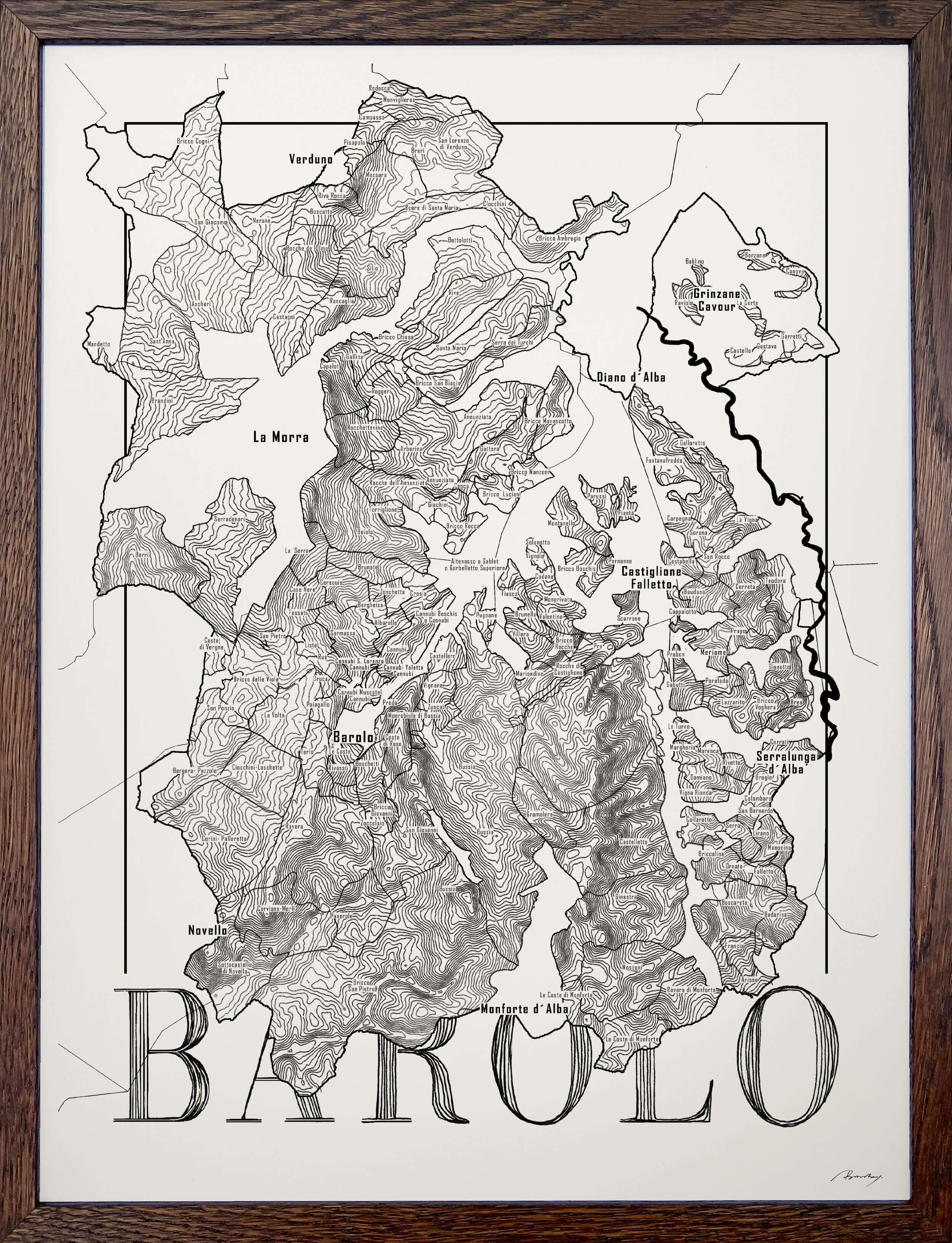 Barolo Wine map poster. Wine art. Wine print. Wine poster. Exclusive wine map posters. Premium quality wine maps printed on environmentally friendly FSC marked paper.
