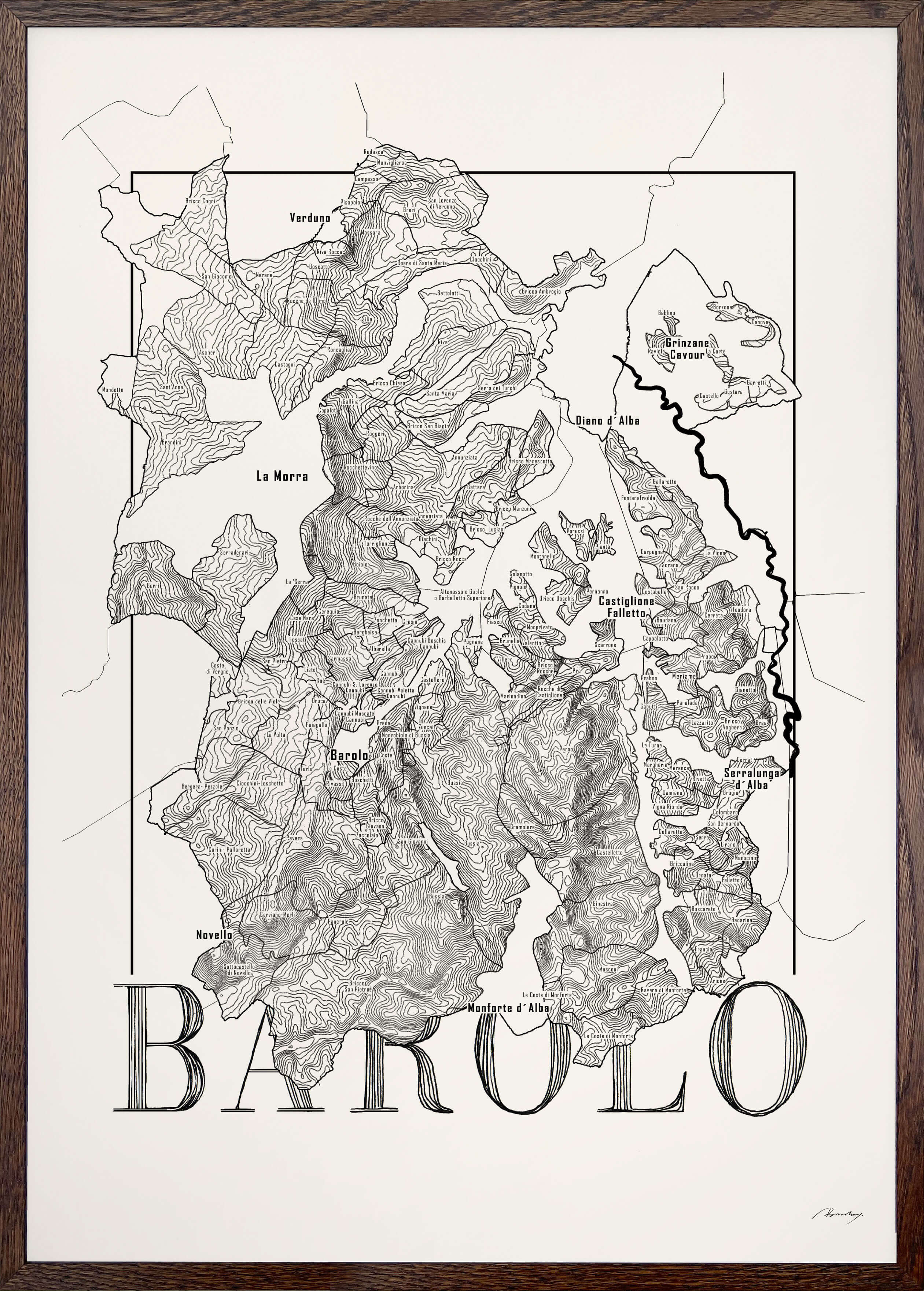 Barolo Wine map poster. Wine art. Wine print. Wine poster. Exclusive wine map posters. Premium quality wine maps printed on environmentally friendly FSC marked paper.