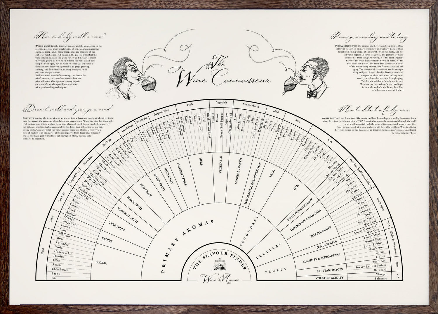 Wine art. Wine print. Wine poster. Flavour finder. Wine Aroma wheel, flavour finder wine, wine connoisseur. Exclusive kitchen posters. Premium quality art prints, printed on environmentally friendly FSC marked paper.