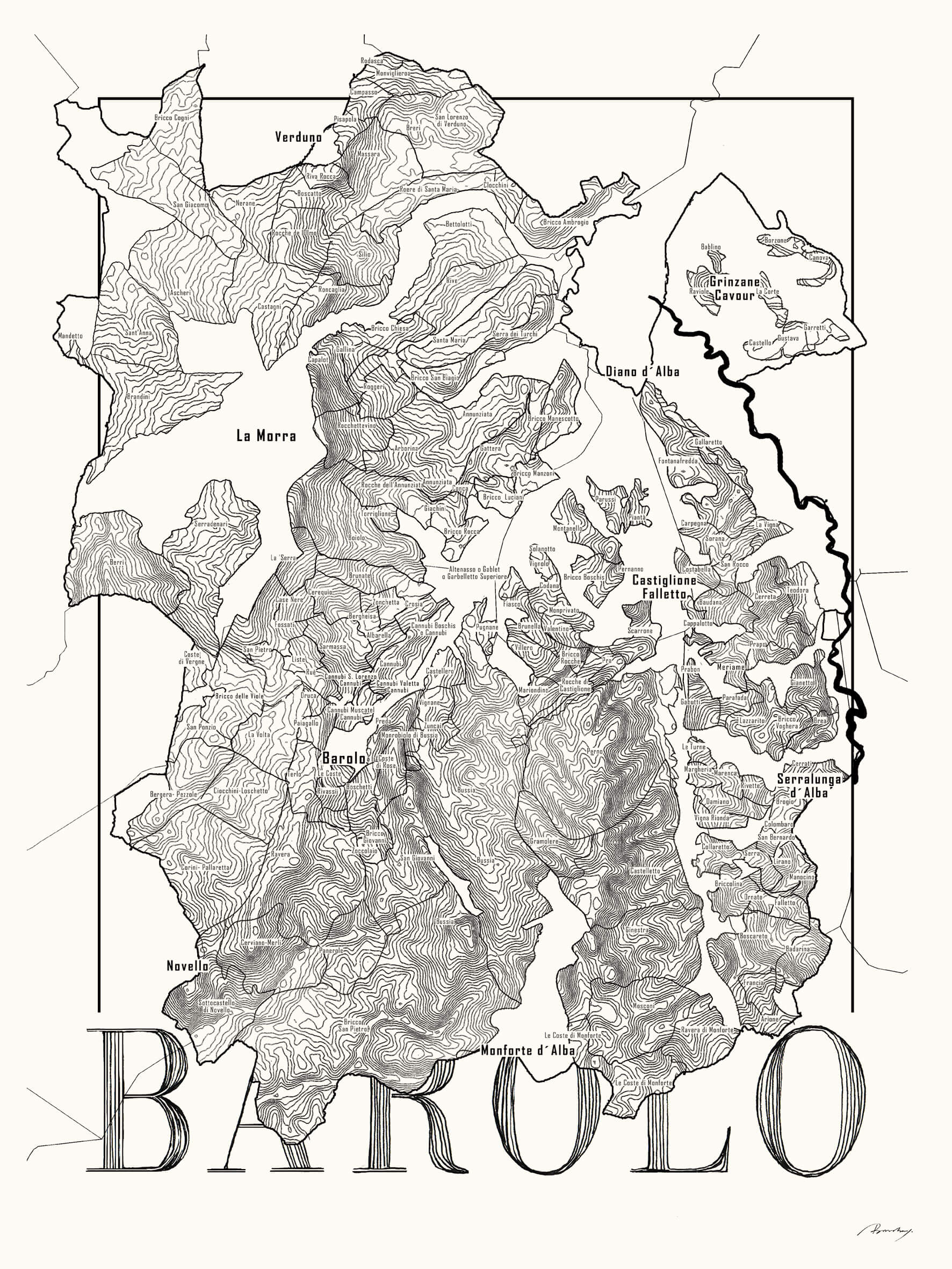 Barolo Wine map poster.Wine art. Wine print. Wine poster.Exclusive wine map posters. Premium quality wine maps printed on environmentally friendly FSC marked paper.