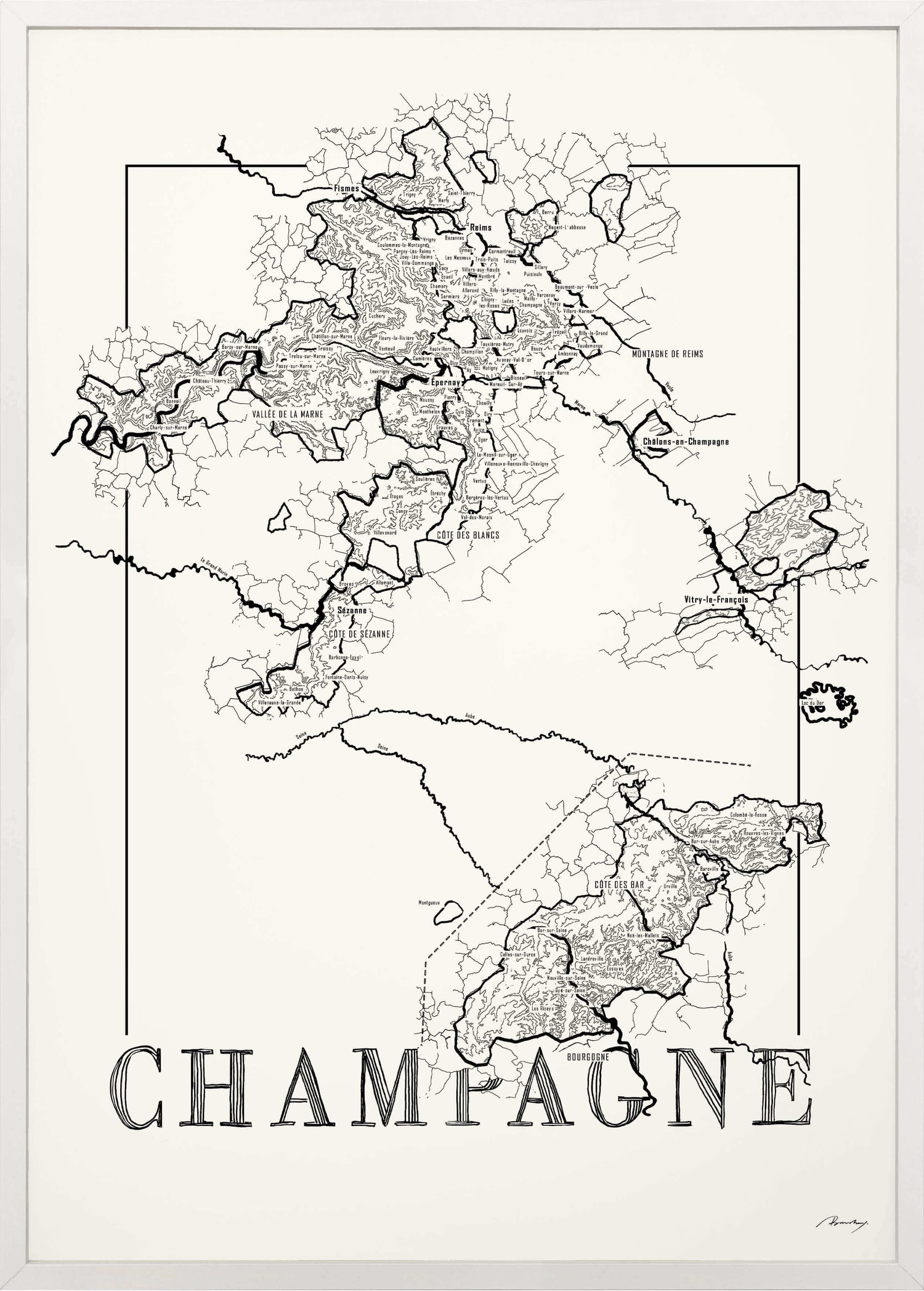 Champagne Wine map poster.Wine art. Wine print. Wine poster.  Exclusive wine map posters. Premium quality wine maps printed on environmentally friendly FSC marked paper.
