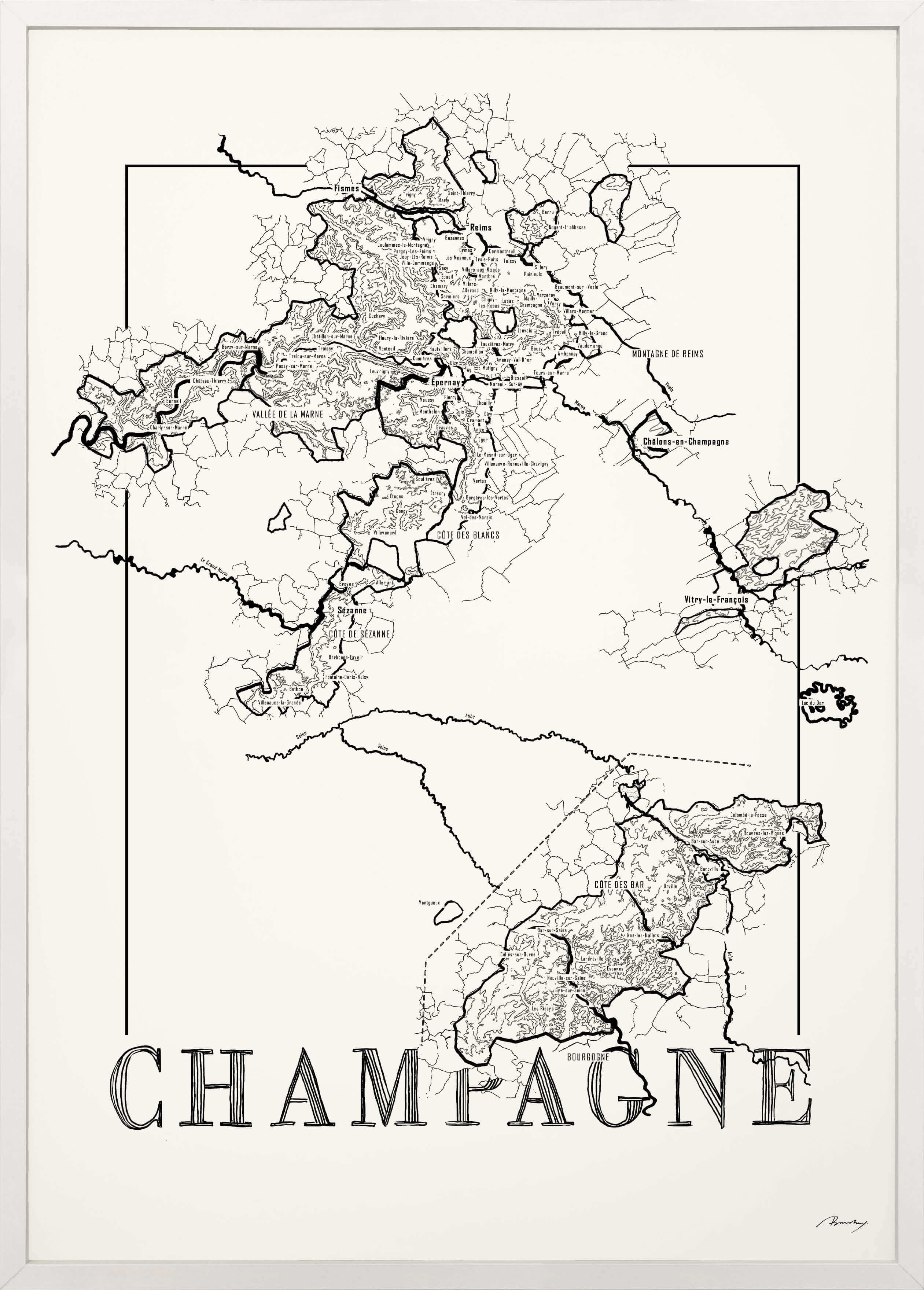Champagne Wine map poster.Wine art. Wine print. Wine poster. Exclusive wine map posters. Premium quality wine maps printed on environmentally friendly FSC marked paper.