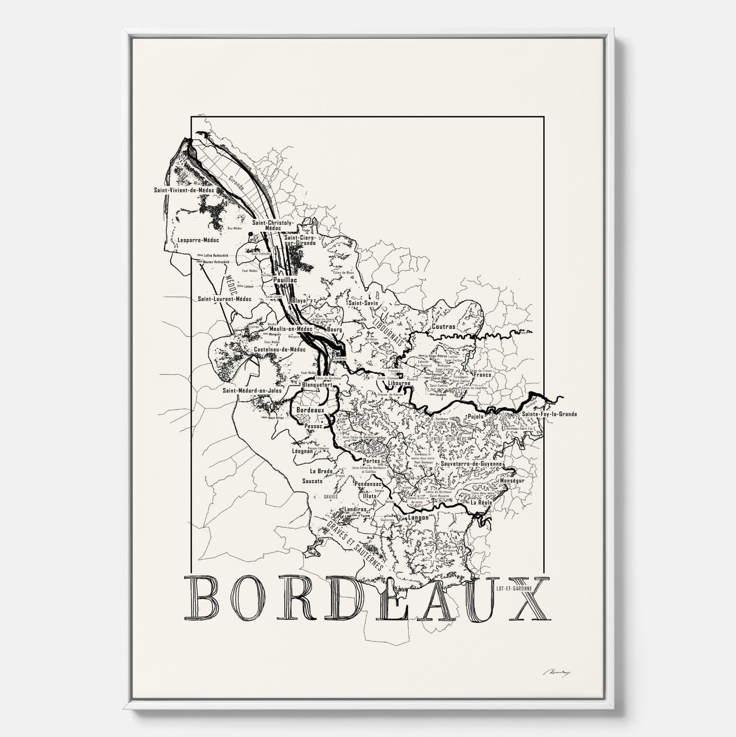 Bordeaux wine map