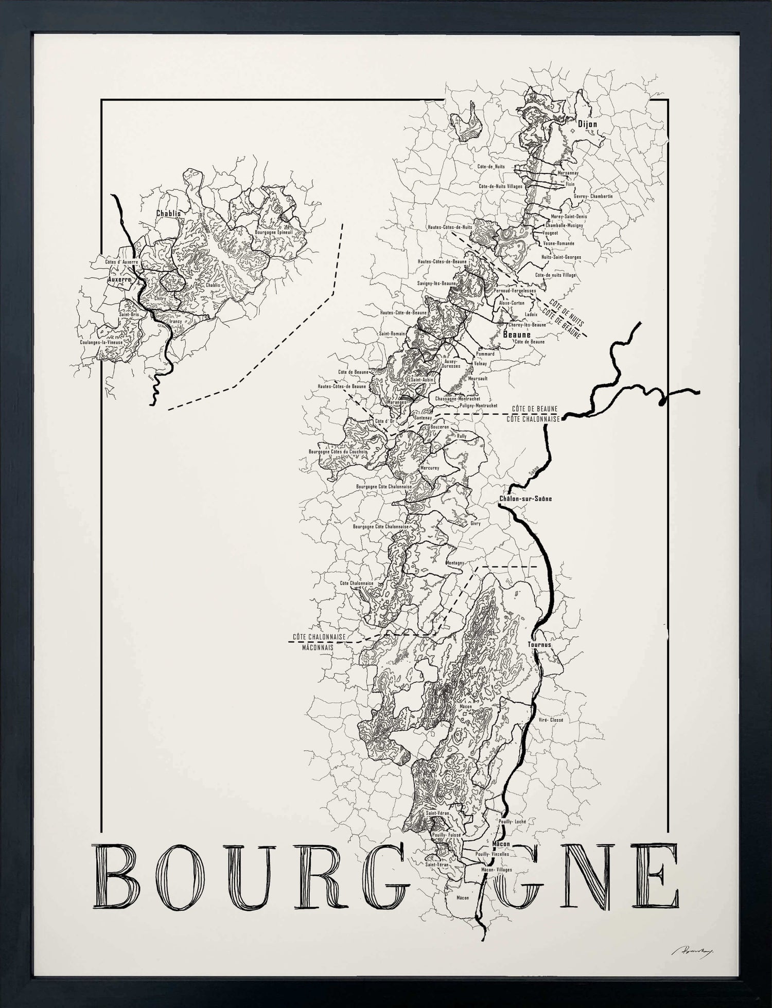 Bourgogne wine map