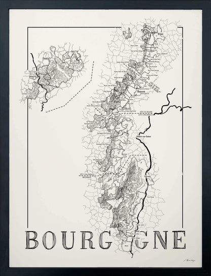 Bourgogne wine map