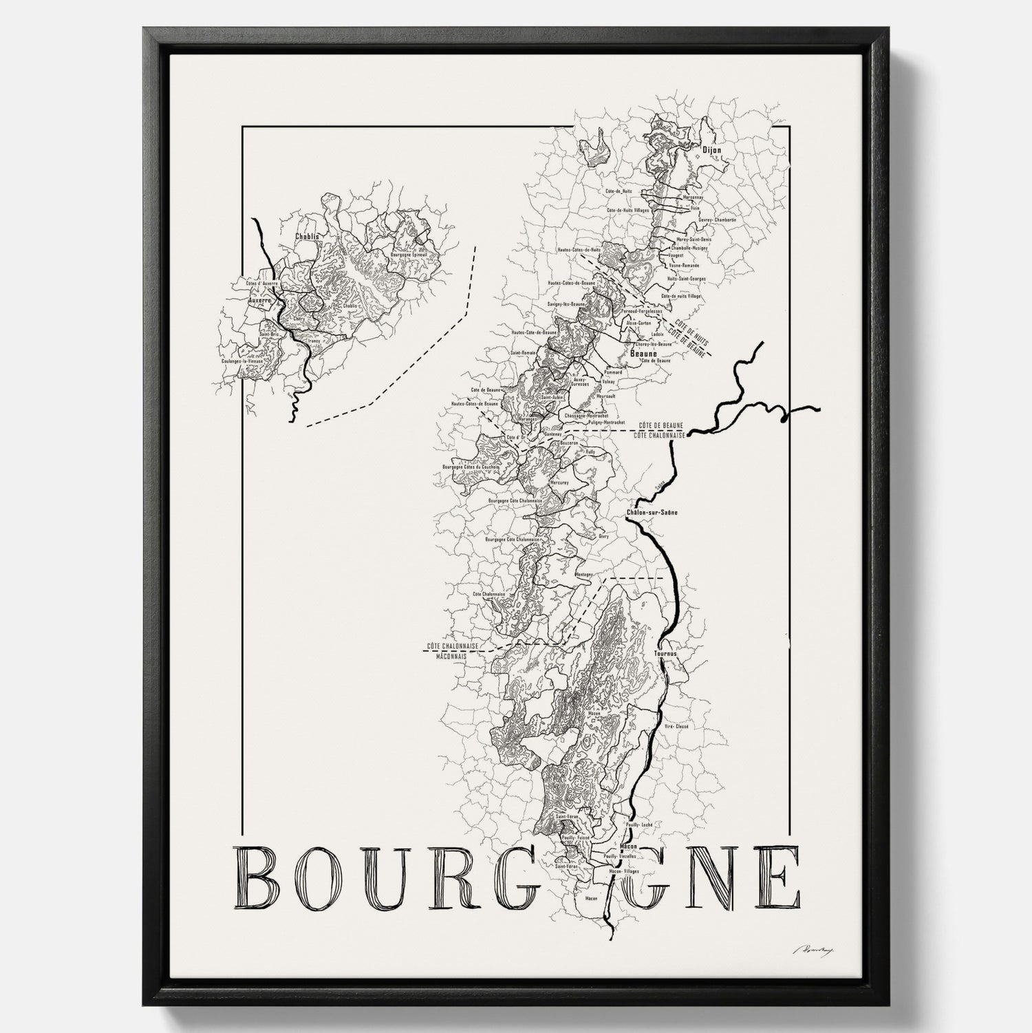 Bourgogne wine map