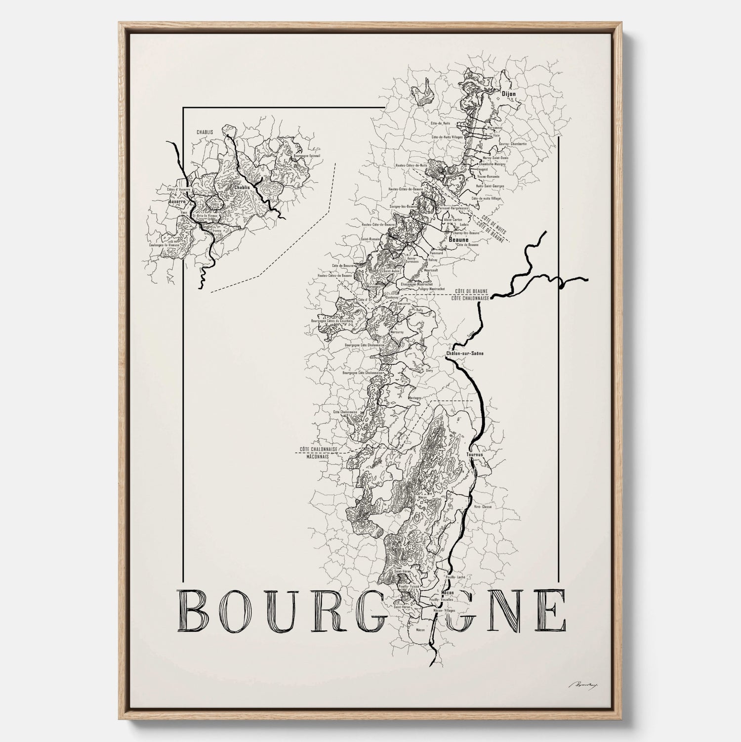 Bourgogne wine map