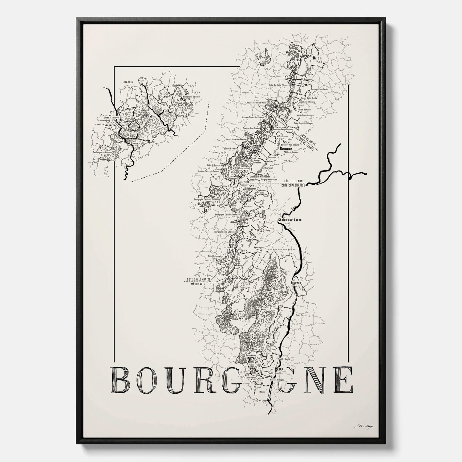 Bourgogne wine map