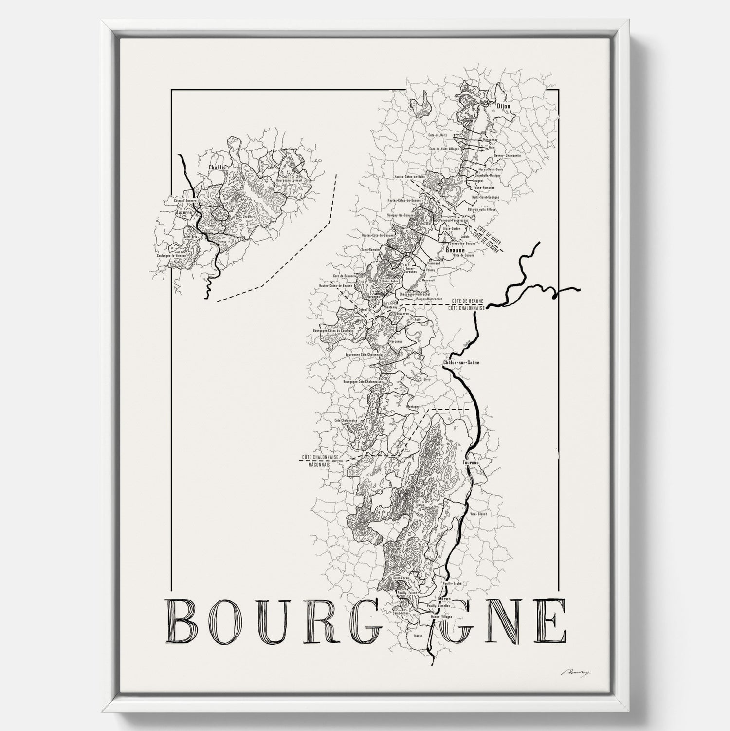 Bourgogne wine map