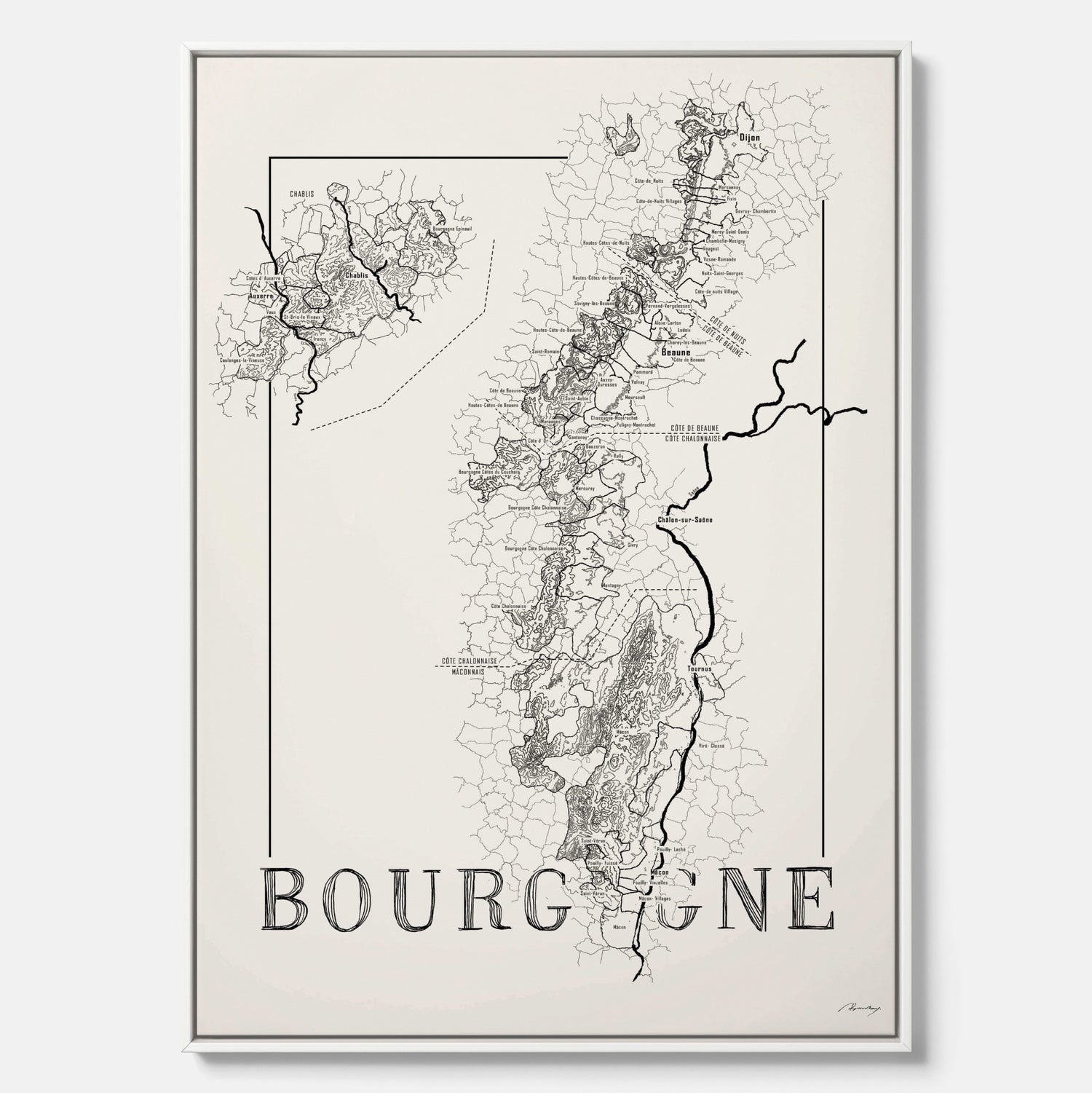 Bourgogne wine map