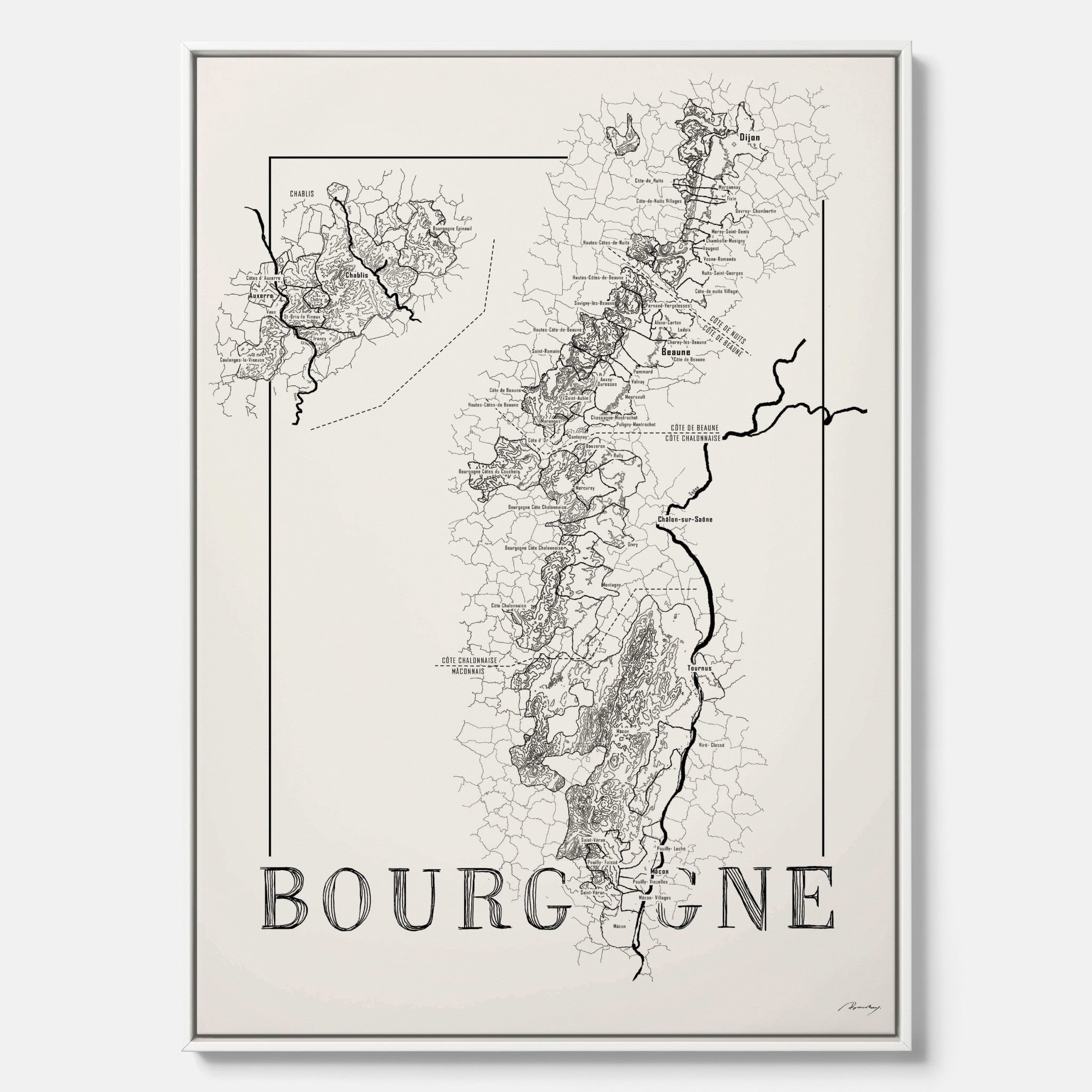 Bourgogne wine map