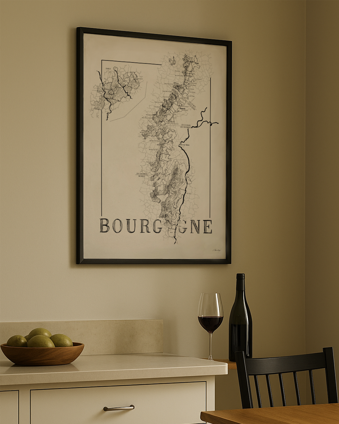 Bourgogne wine map