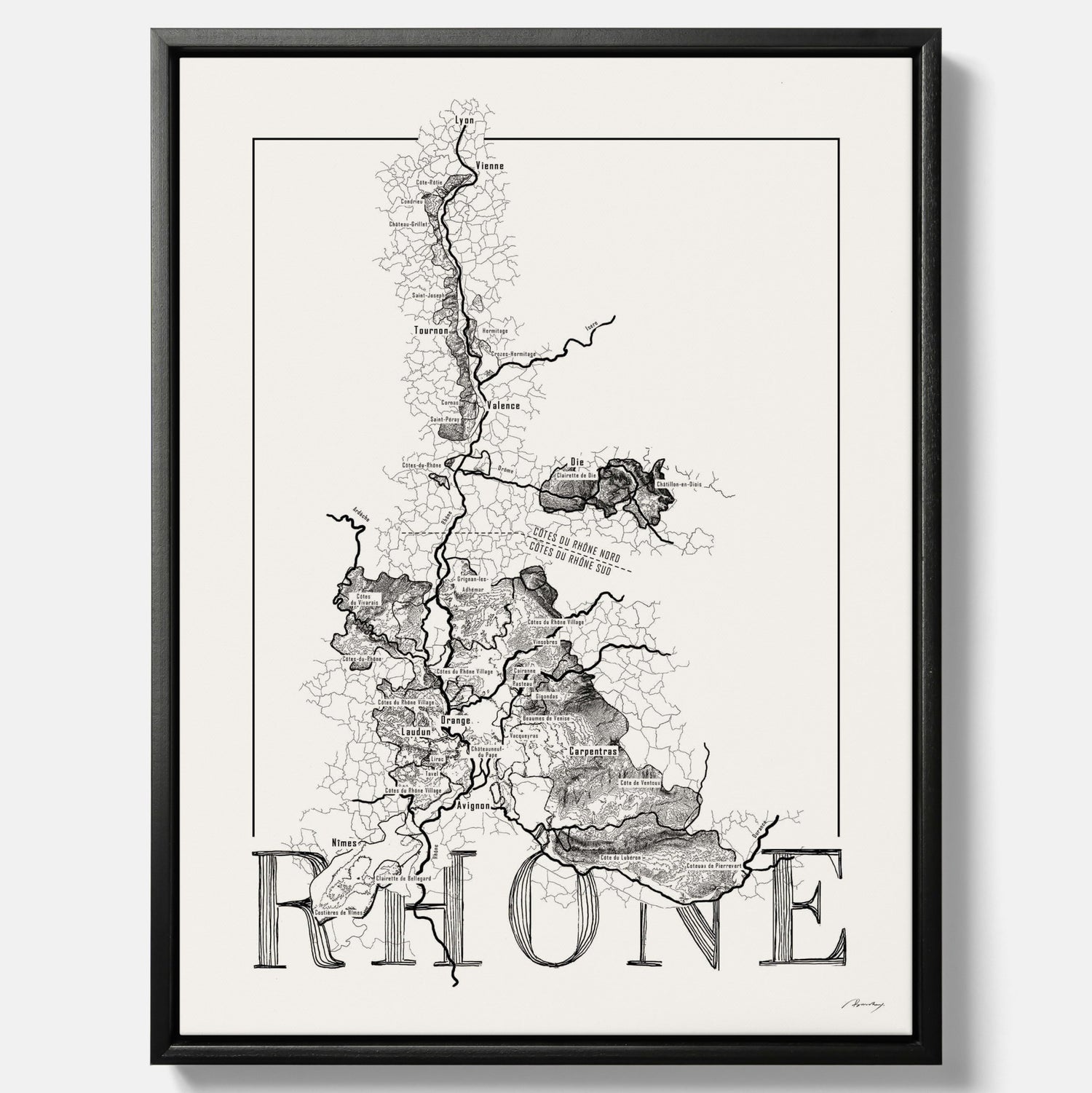 Rhône wine map