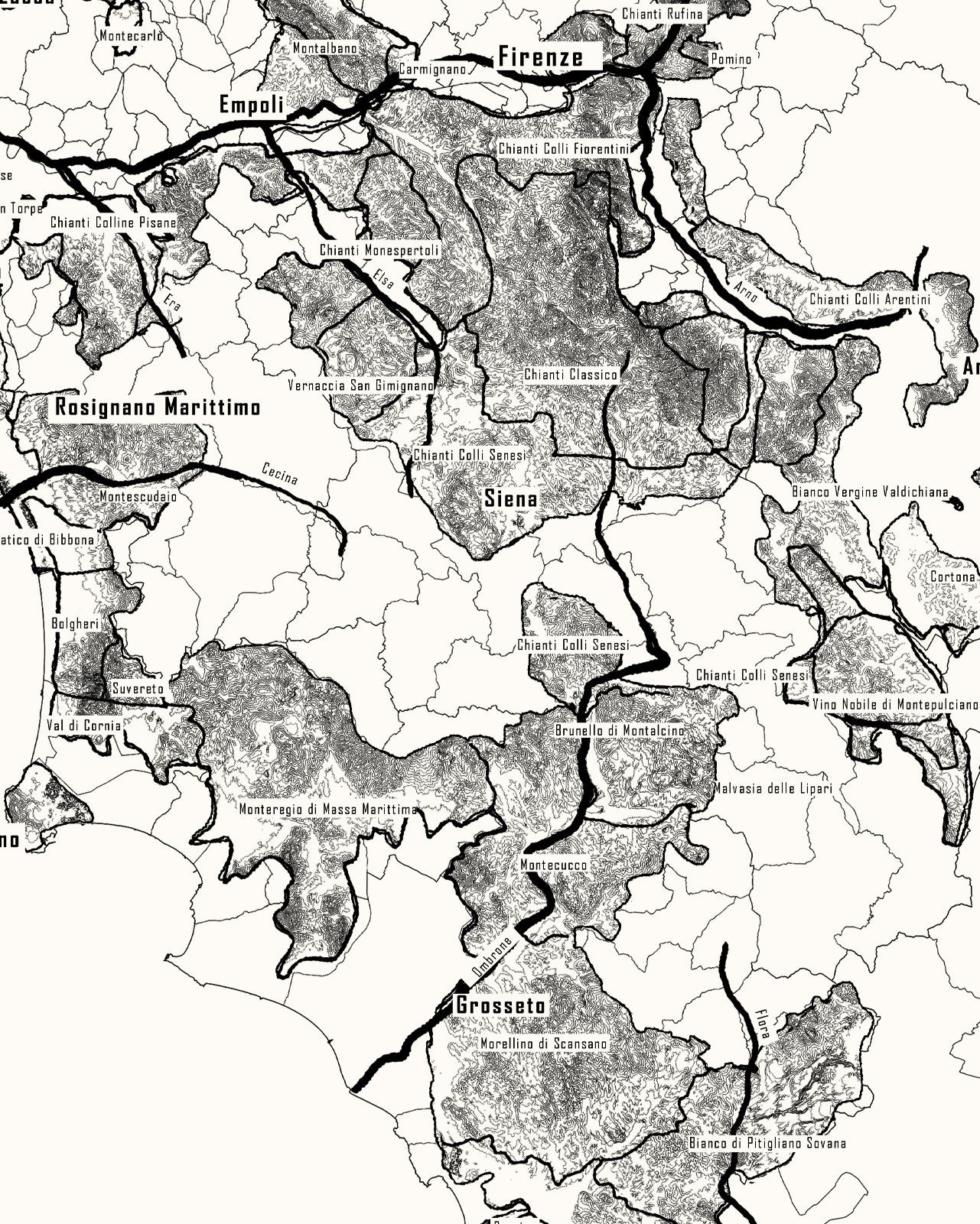 Toscana wine map