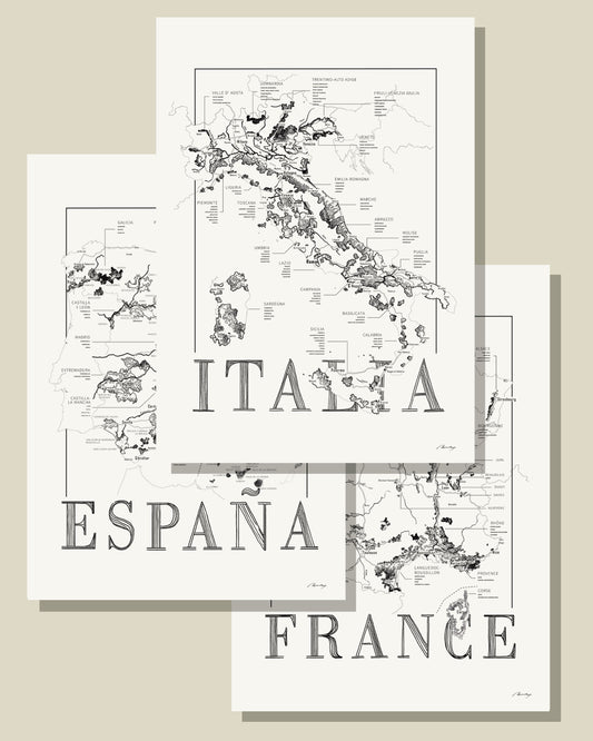 Old world Wine map poster set. Exclusive wine map posters. Premium quality wine maps printed on environmentally friendly FSC marked paper. 
