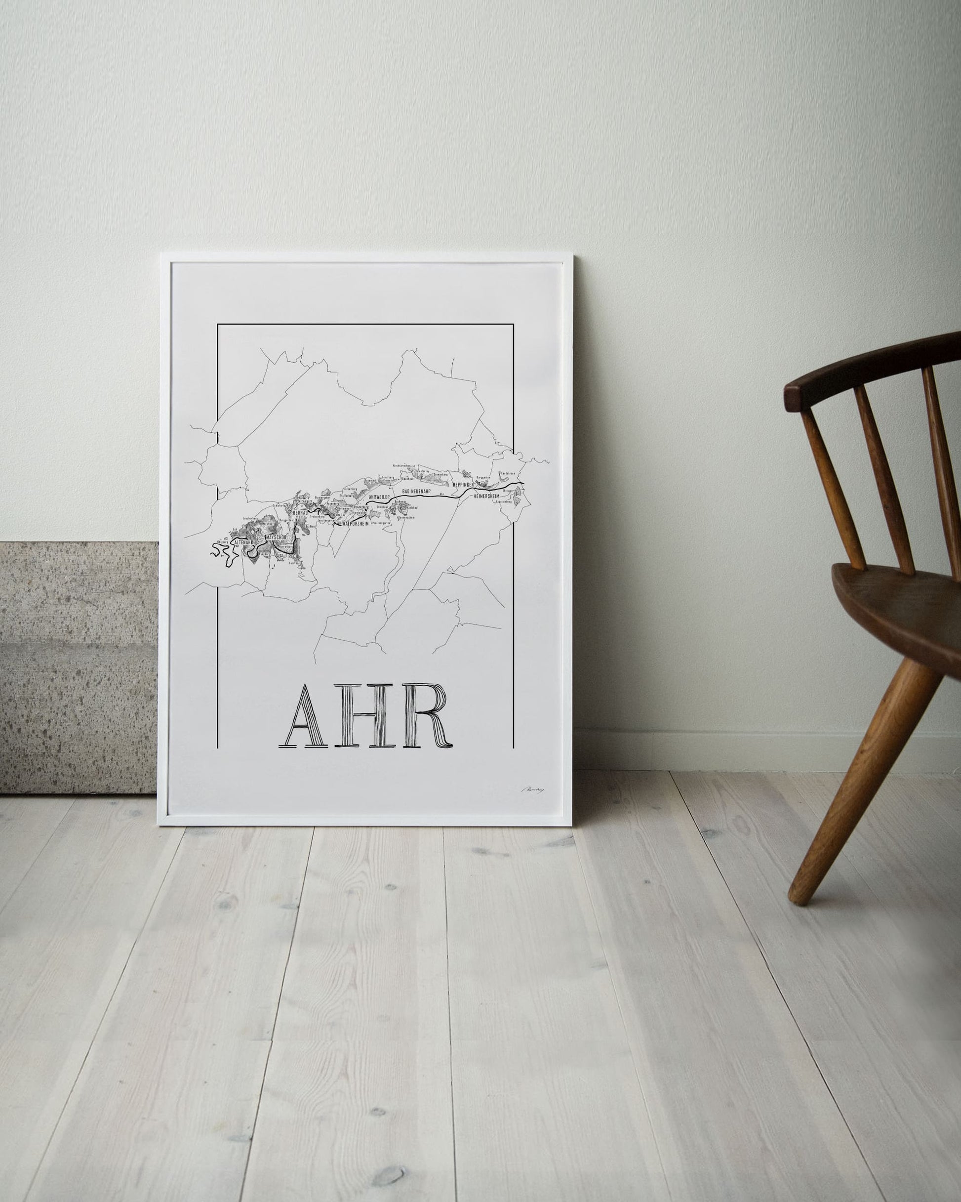 Ahr Wine map poster. Wine art. Wine print. Wine poster. Exclusive wine map posters. Premium quality wine maps printed on environmentally friendly FSC marked paper. 