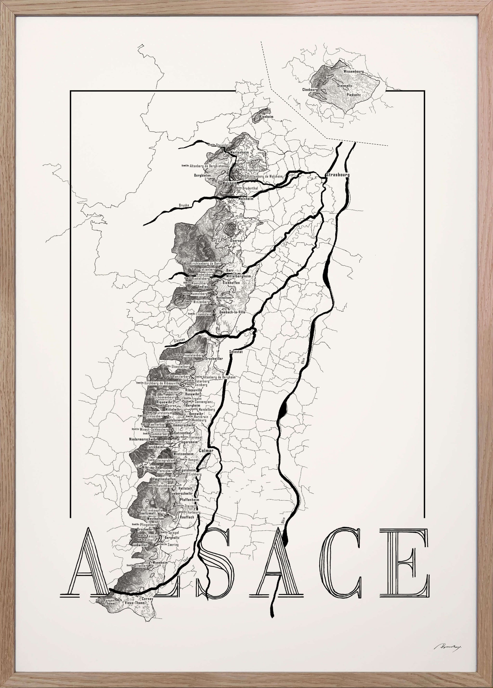 Alsace Wine Map Brushery