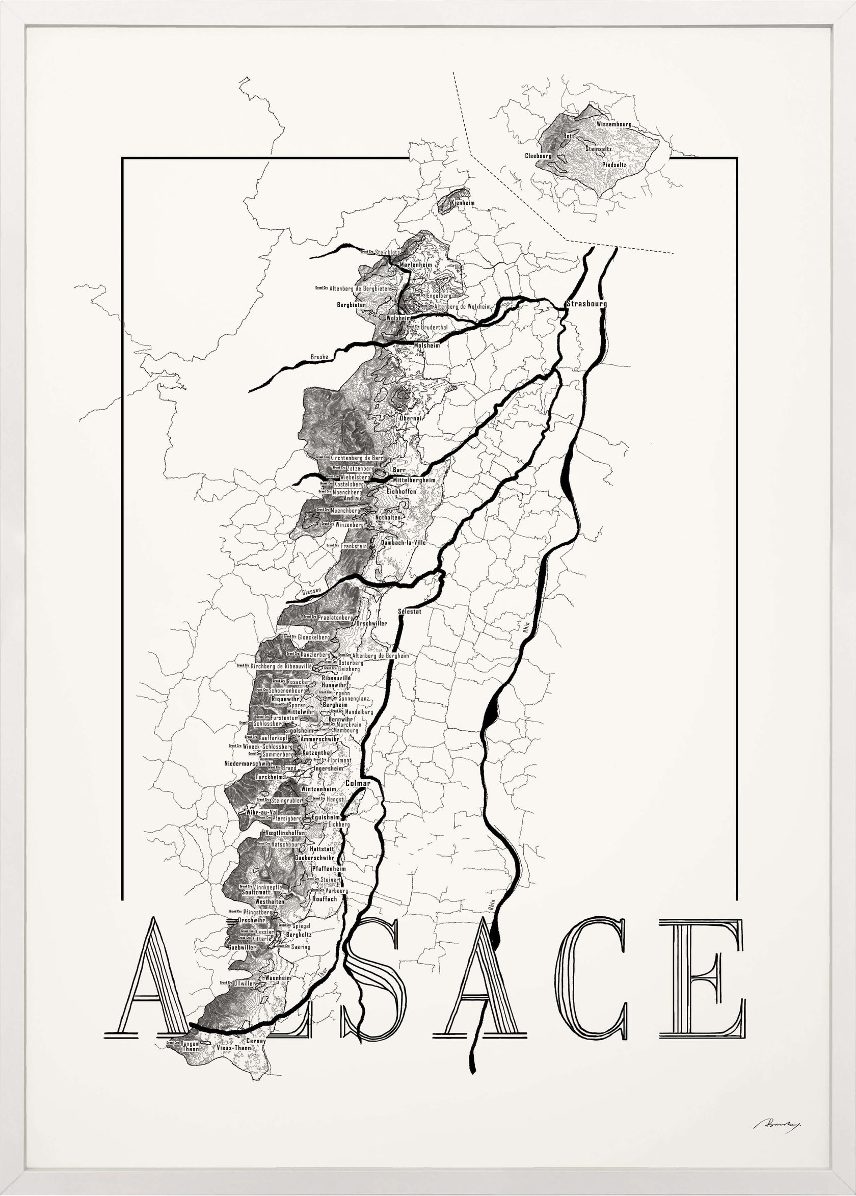 Alsace Wine Map Brushery