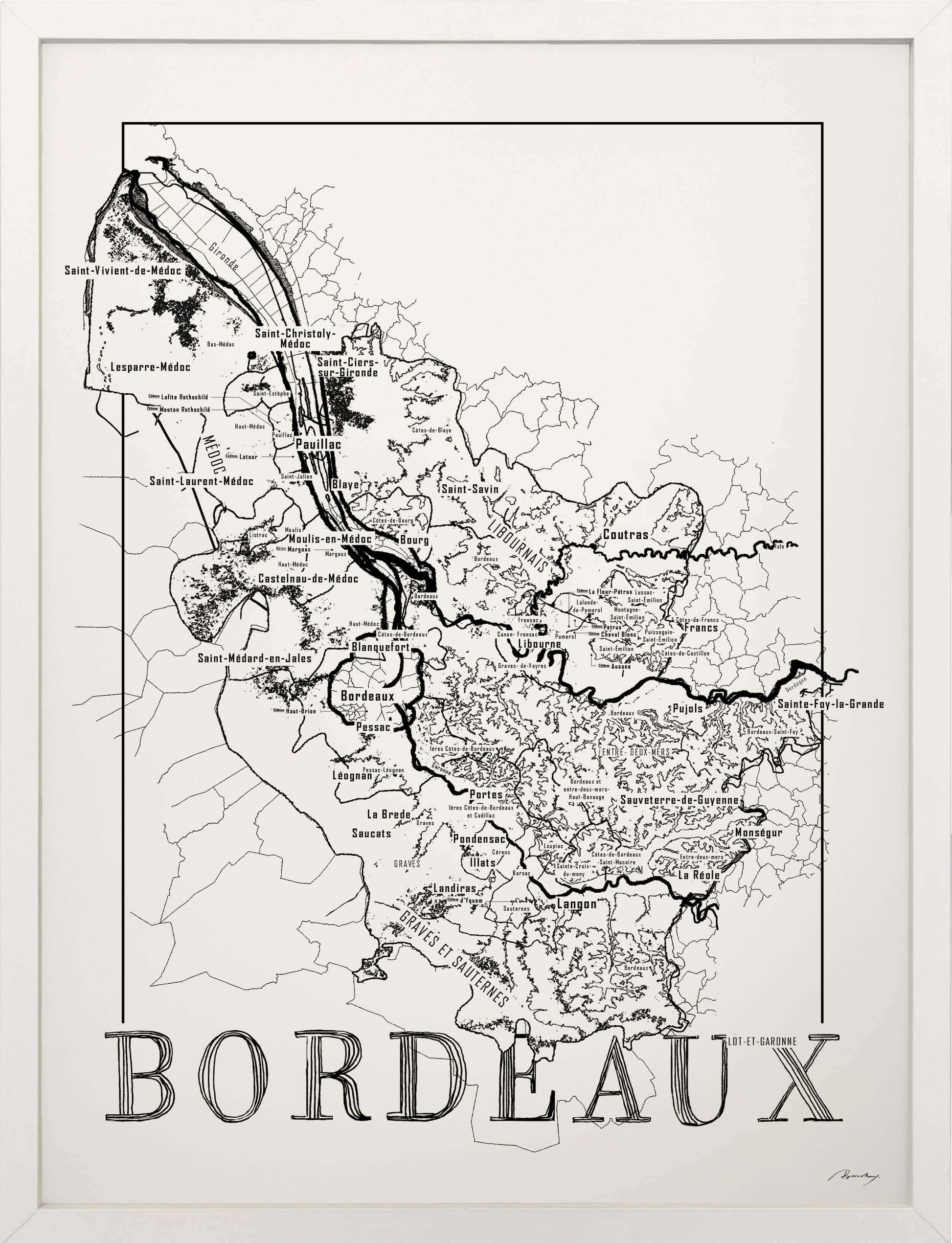 Bordeaux Wine map poster. Exclusive wine map posters. Premium quality wine maps printed on environmentally friendly FSC marked paper. 