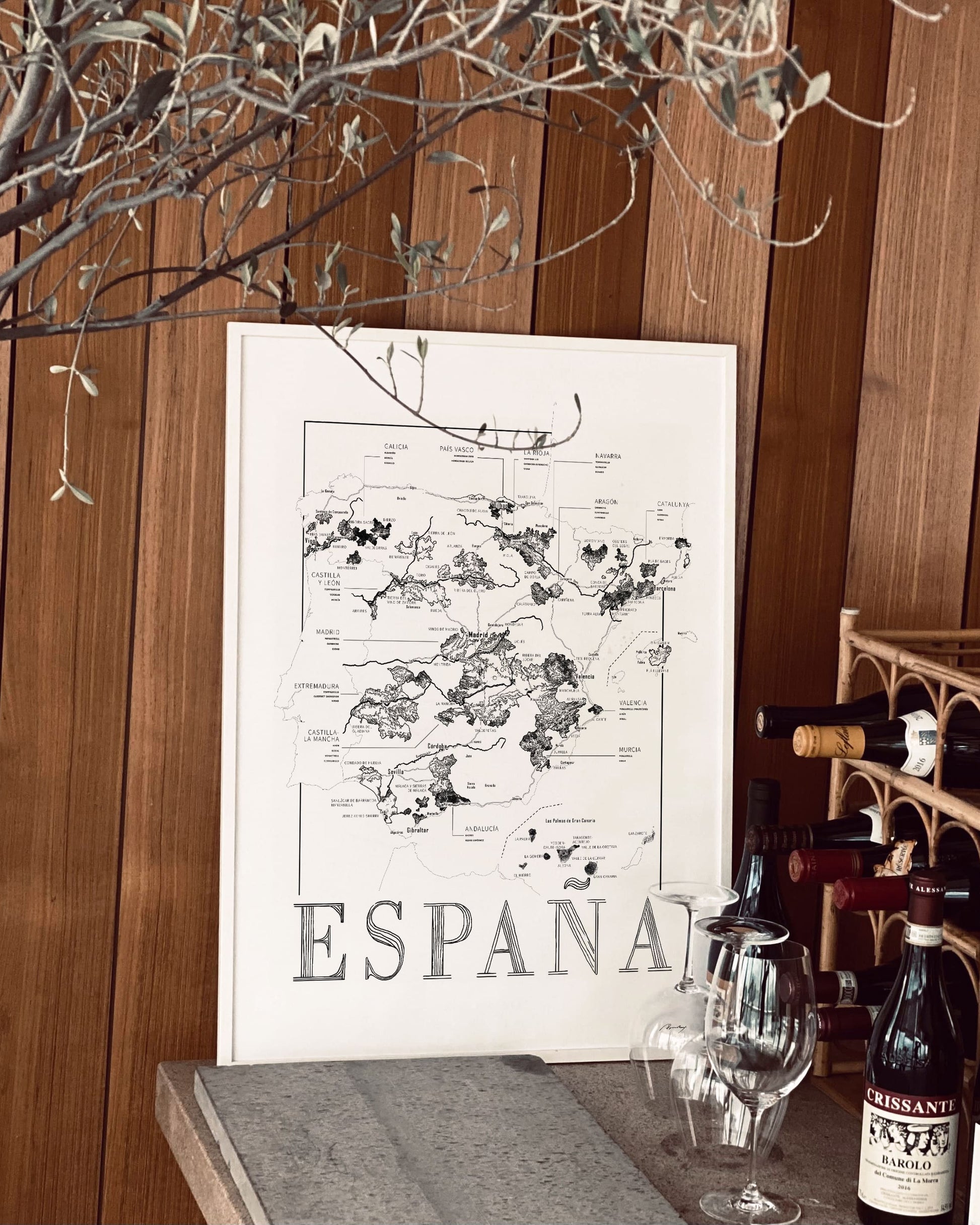 Spain wine map poster. Exclusive wine map posters. Premium quality wine maps printed on environmentally friendly FSC marked paper.