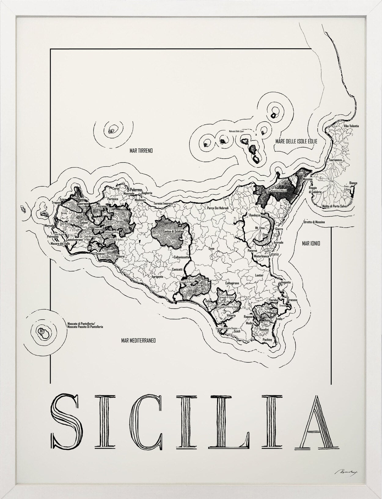 Sicilia wine map