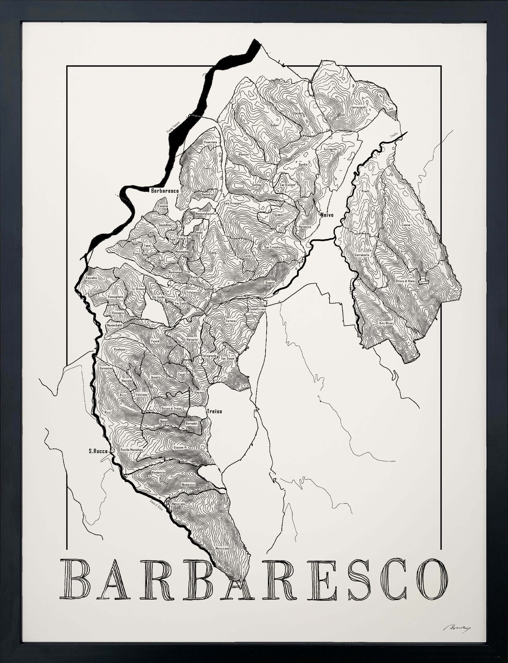 Barbaresco Wine map poster. Exclusive wine map posters. Premium quality wine maps printed on environmentally friendly FSC marked paper. 