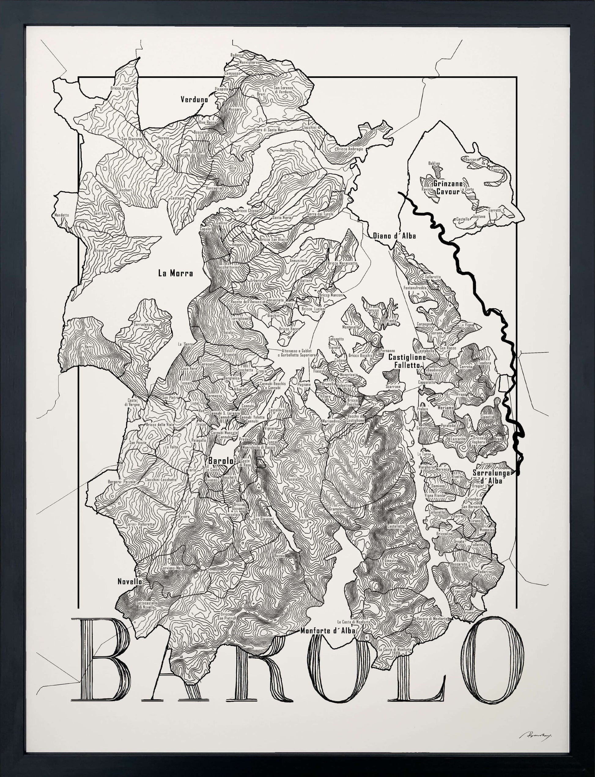 Barolo Wine map poster. Wine art. Wine print. Wine poster. Exclusive wine map posters. Premium quality wine maps printed on environmentally friendly FSC marked paper. 