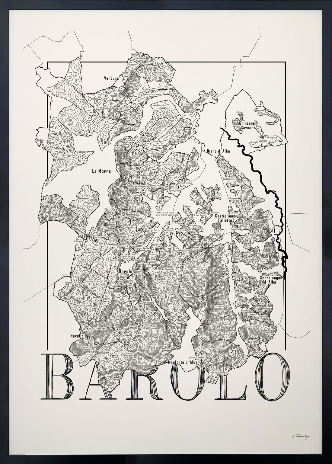 Barolo Wine map poster. Wine art. Wine print. Wine poster. Exclusive wine map posters. Premium quality wine maps printed on environmentally friendly FSC marked paper.