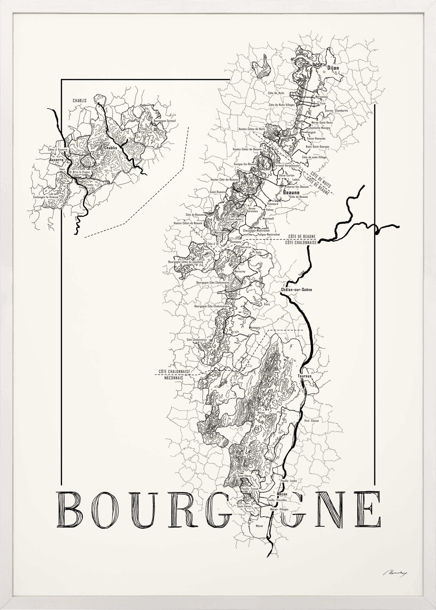 Bourgogne wine map