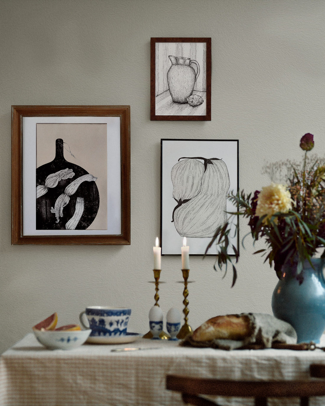 Plated aubergines. Exclusive kitchen posters. Premium quality art prints, printed on environmentally friendly FSC marked paper. 