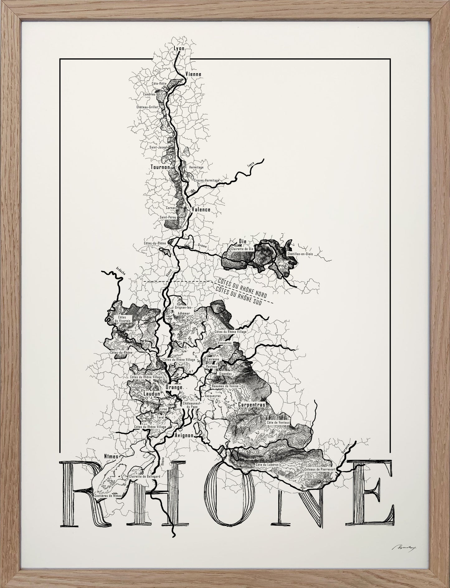 Rhône wine map